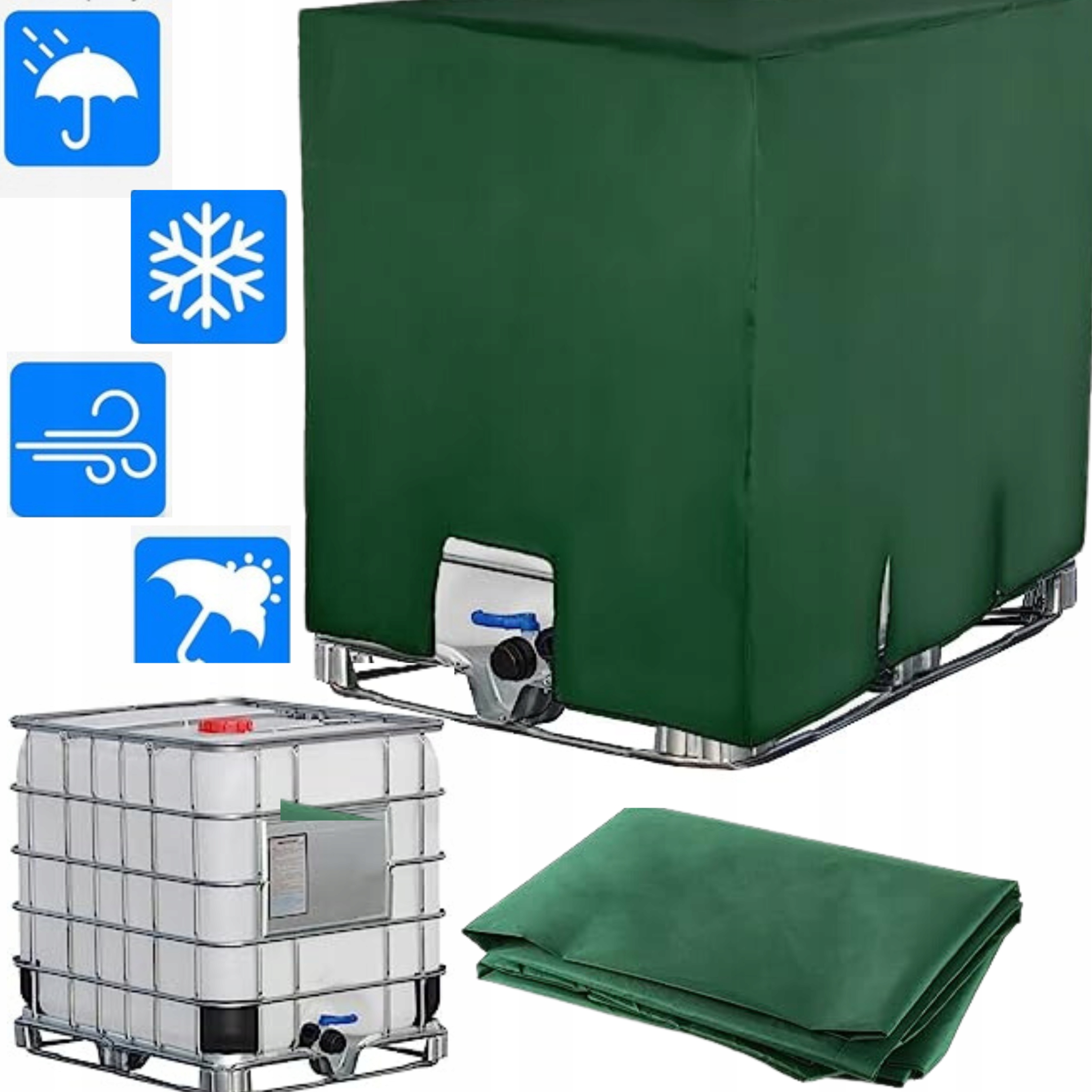 POKROWIEC NA ZBIORNIK MAUZER IBC 1000L OSŁONA WODĘ Kolor zielony