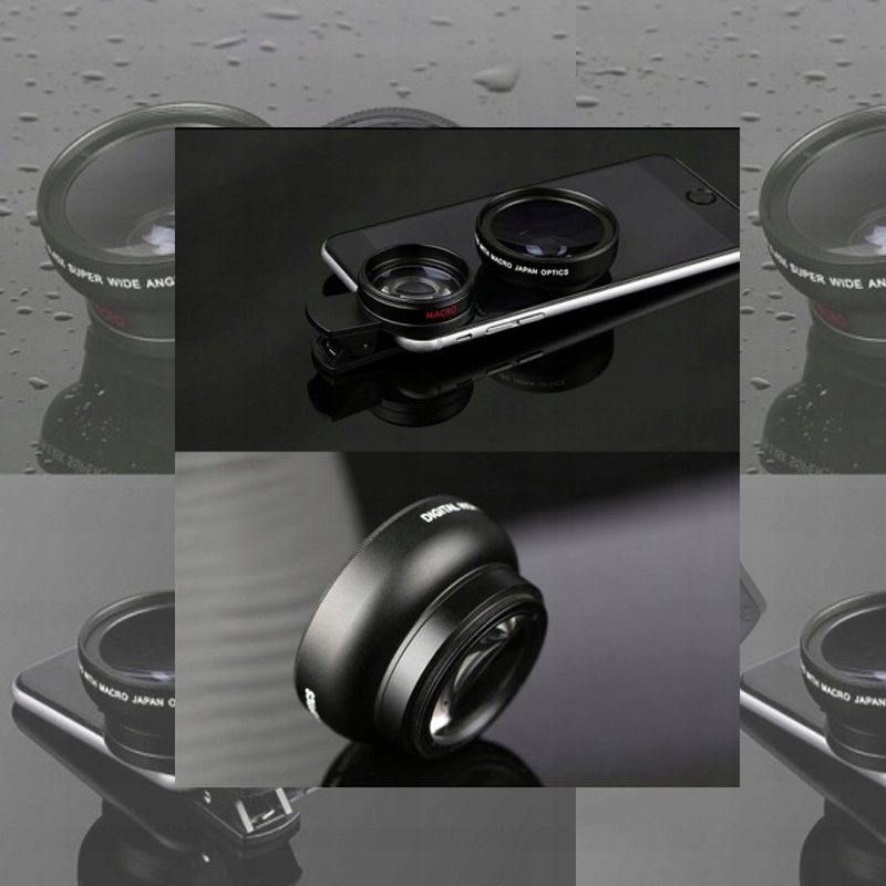 Obiektyw do telefonu Soczewka z Klamrą Czarny Makro + Szeroki Kąt Marka bez marki