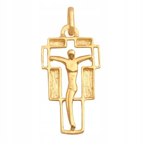 Křížek ze zlata ryzosti 585 v moderním provedení s obrázkem Krista S Páskou