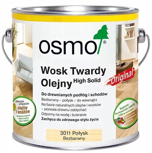 Osmo Wosk twardy olejny Połysk bezbarwny 3011 2,5L