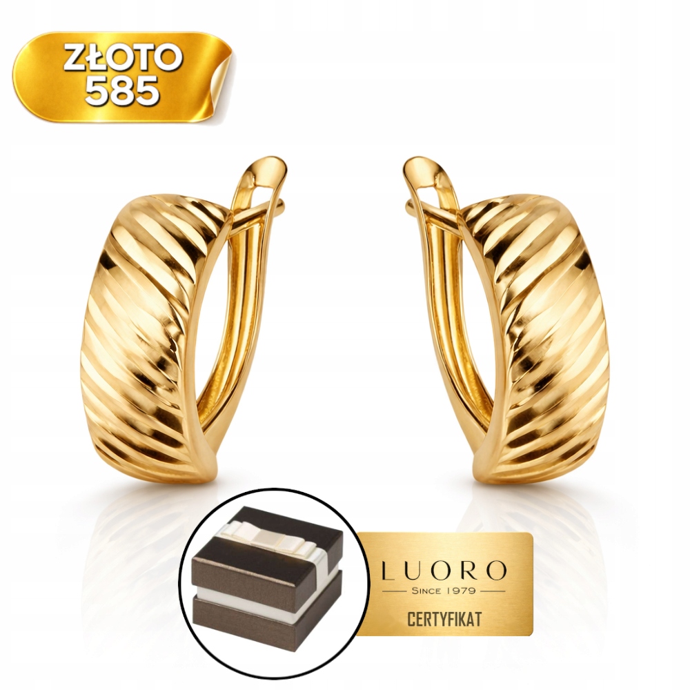 Náušnice Zlaté 585 14K Diamantové 1,3 CM Krabička Dárek Certifikát