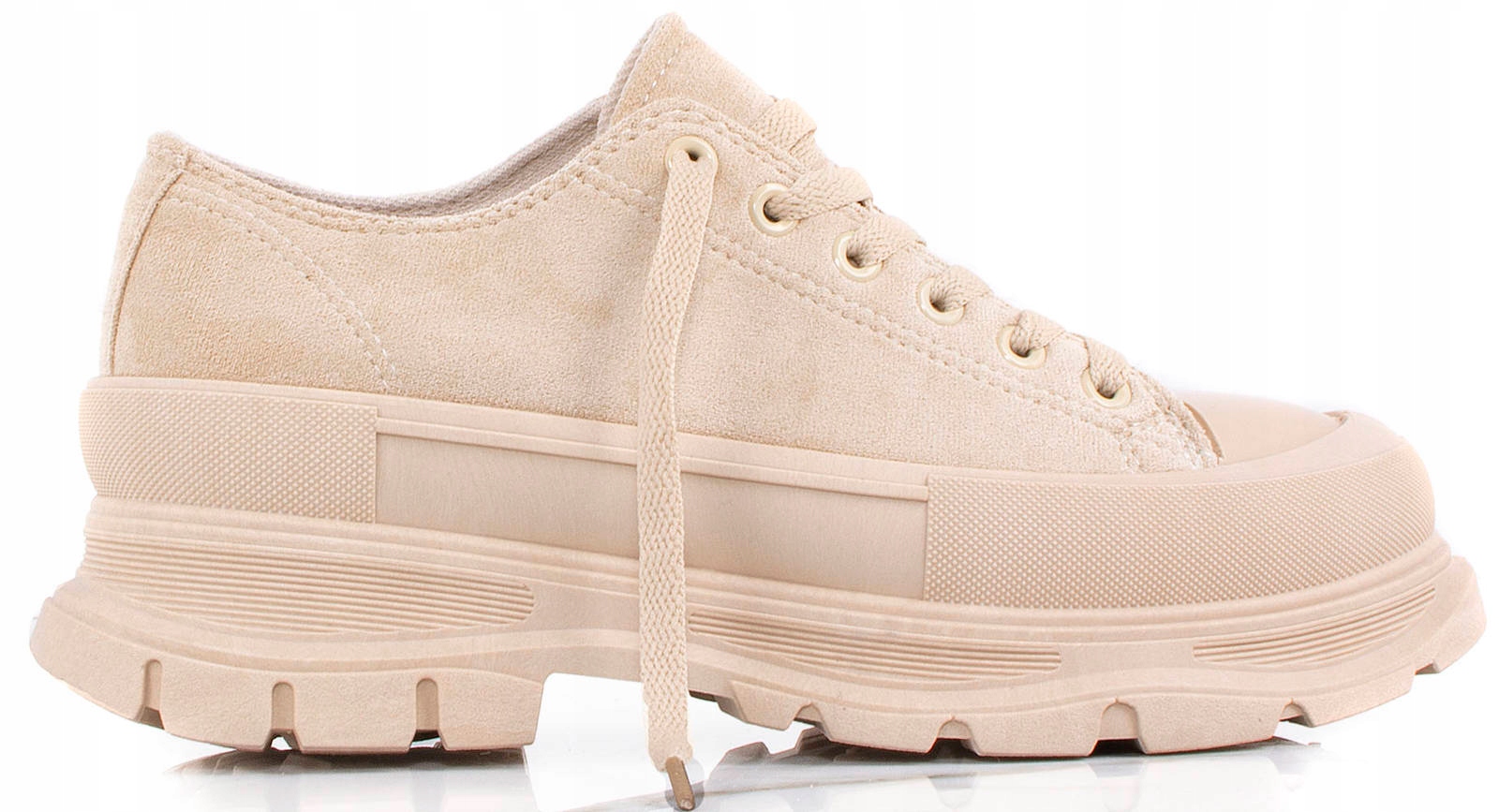 

6257 Beżowe Niskie Zamszowe Trampki Platforma 38