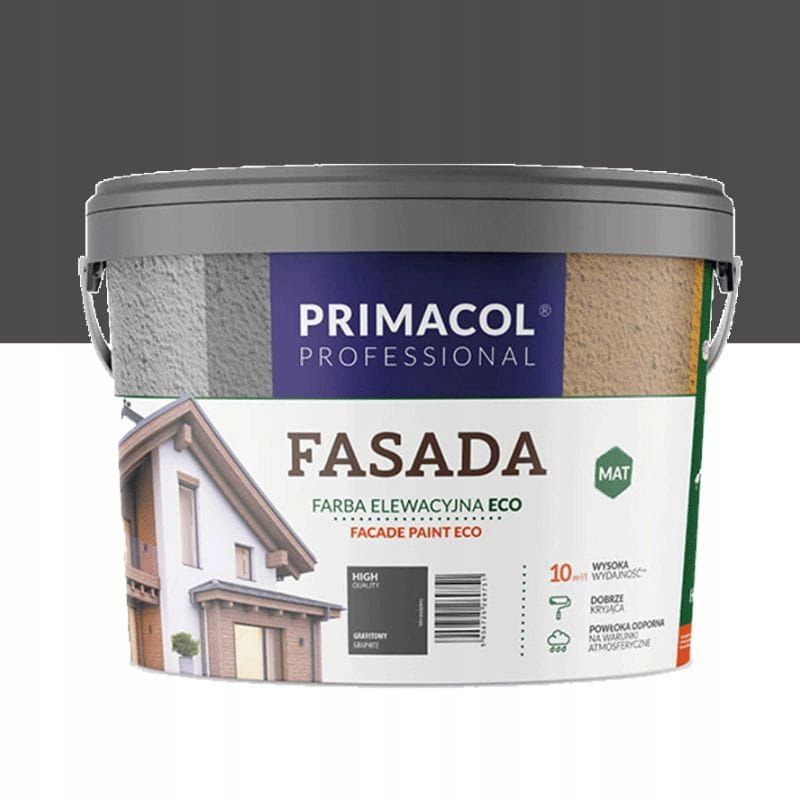 Primacol Professional Fasada Eco Farba Elewacyjna grafitowy Matowy 9L