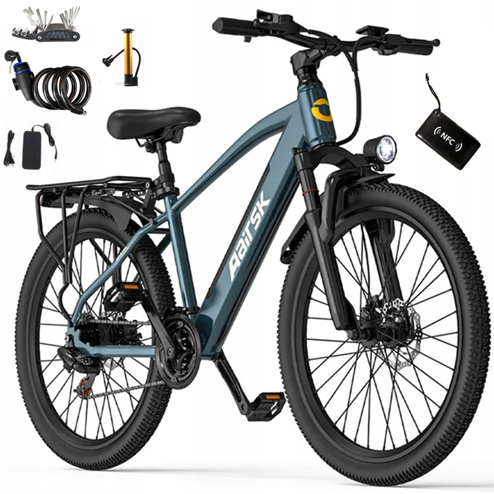 26" městské elektrokolo Aairsk S800 250W 25 km/h 36V 13Ah LCD elektrokolo Nfc