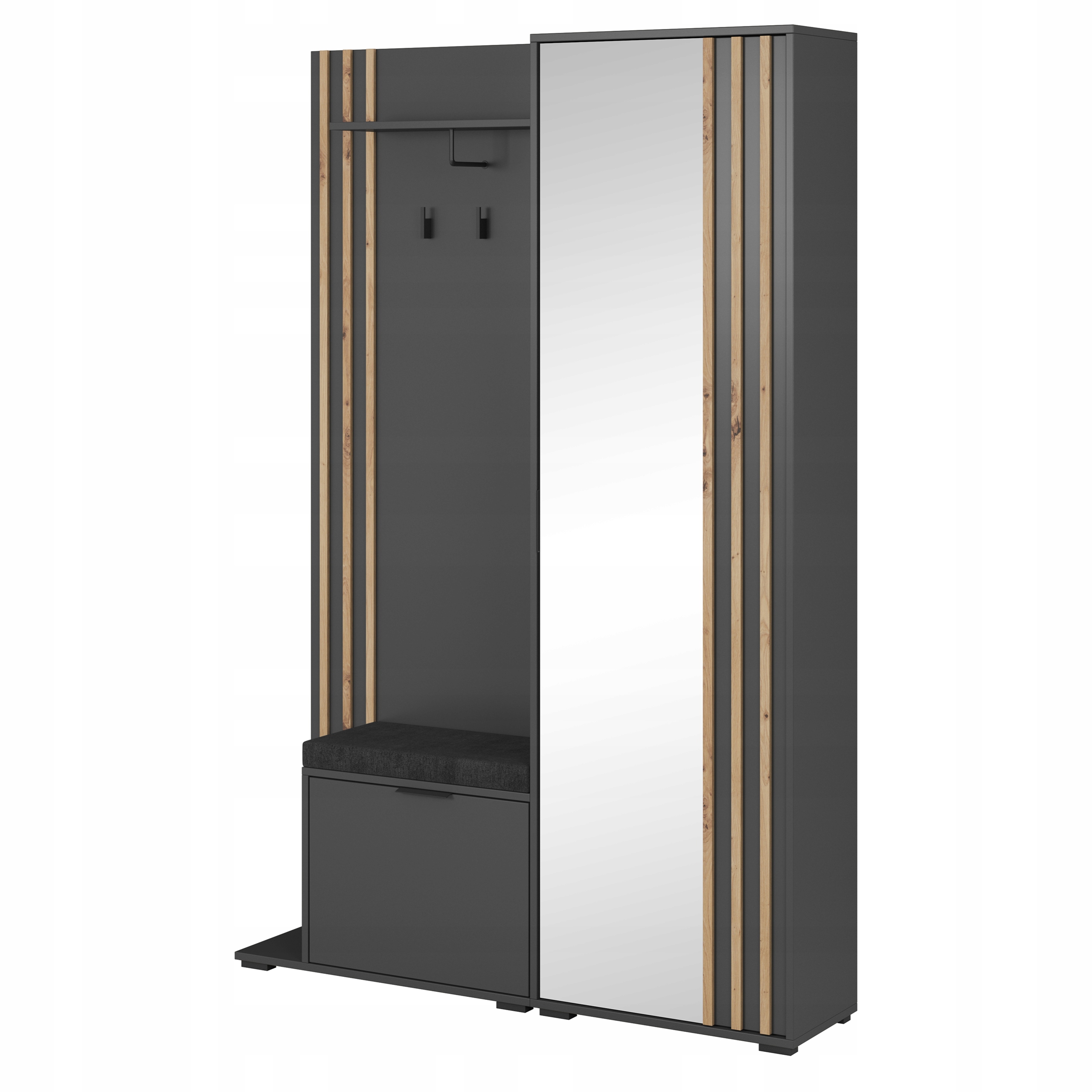 Šatní skříň Neliana 131/192/40 cm do předsíně Moderní Grafit