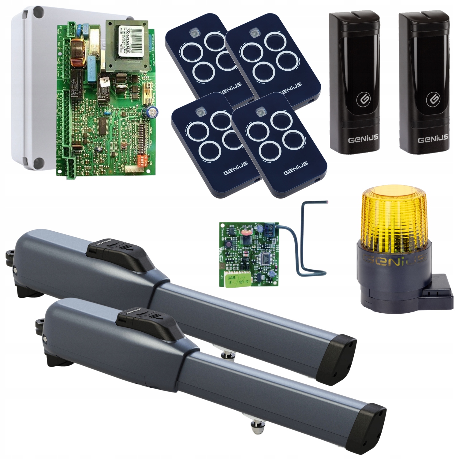 Genius Sirocco 250 Lampa Guard 230V Pilot Echo 4szt Napęd bramy rozwiernej