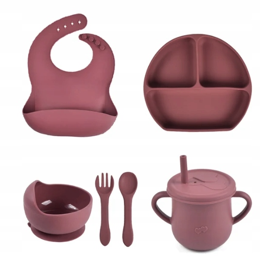 PIERWSZE NACZYNIA ZESTAW DO KARMIENIA DLA DZIECI SILIKONOWE NACZYNIA