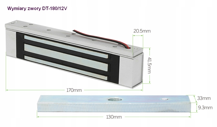 ZWORA ELEKTROMAGNETYCZNA DANTOM DT-180/12VDC 180KG IMPORTER Typ domofonu Przewodowy