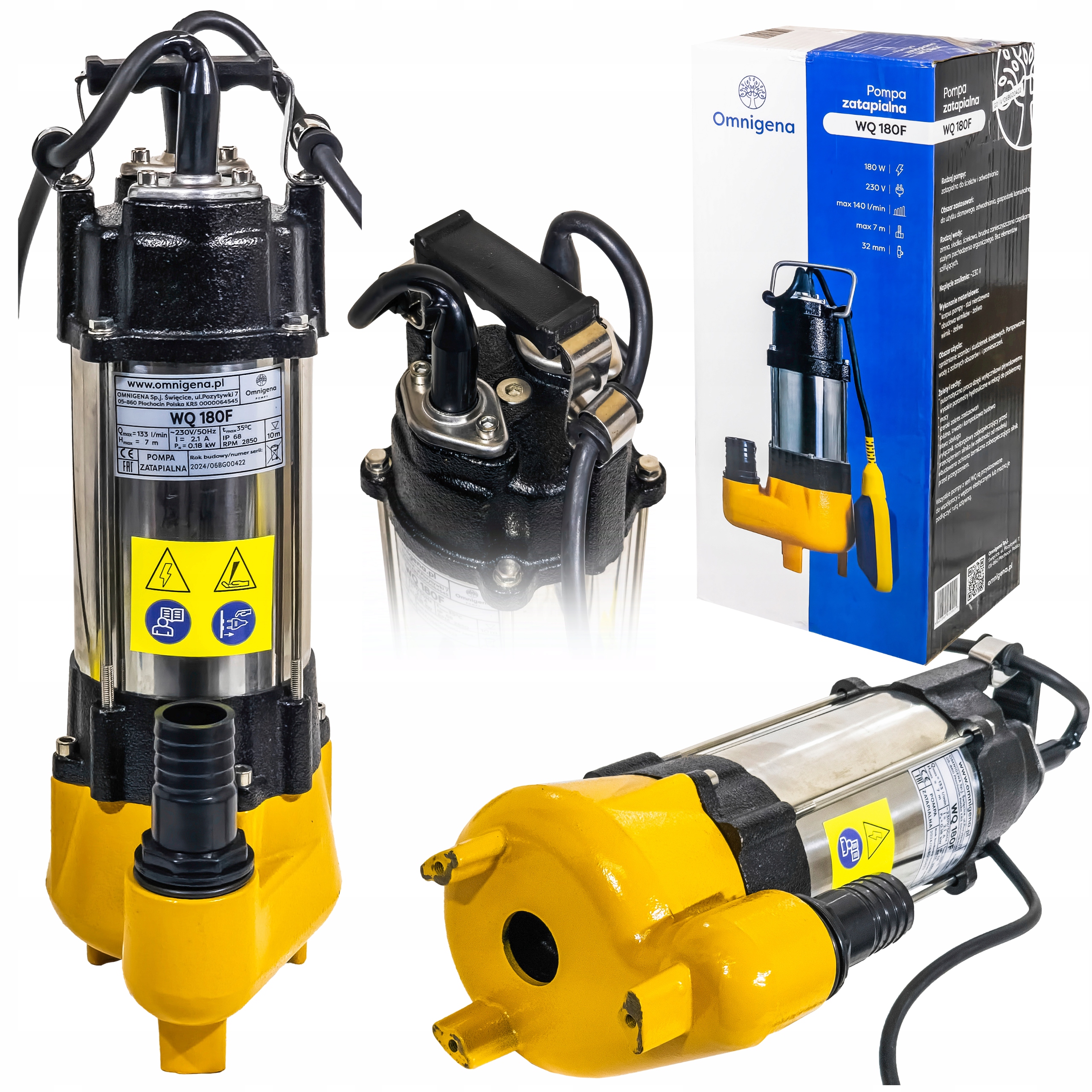 Pompa Zatapialna Do Wody Brudnej Czystej Ścieków Wq 180F 230V Z Pływakiem