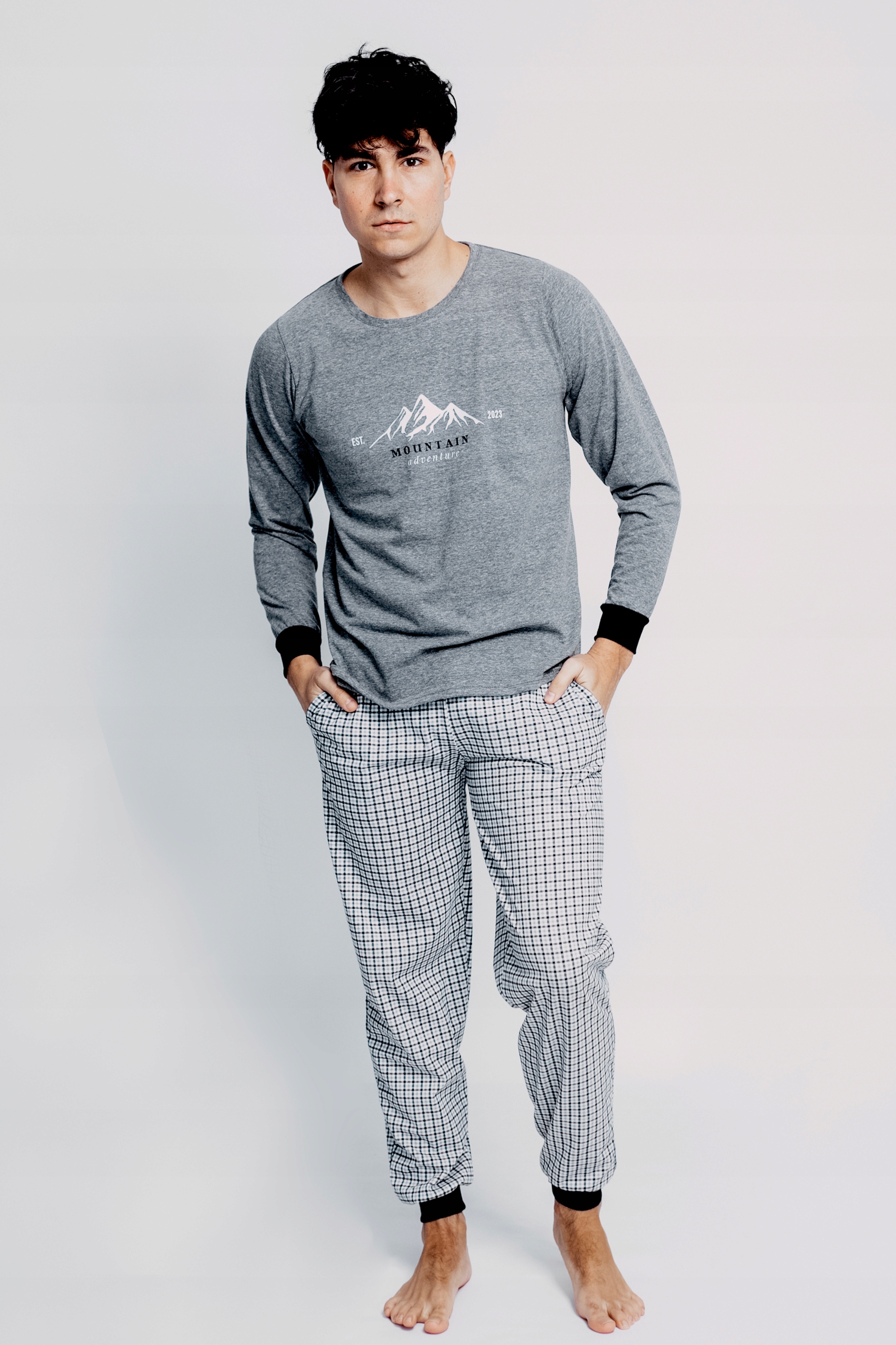 Pánské Pyžamo Kuba Mřížka Hory Dlouhý Rukáv S