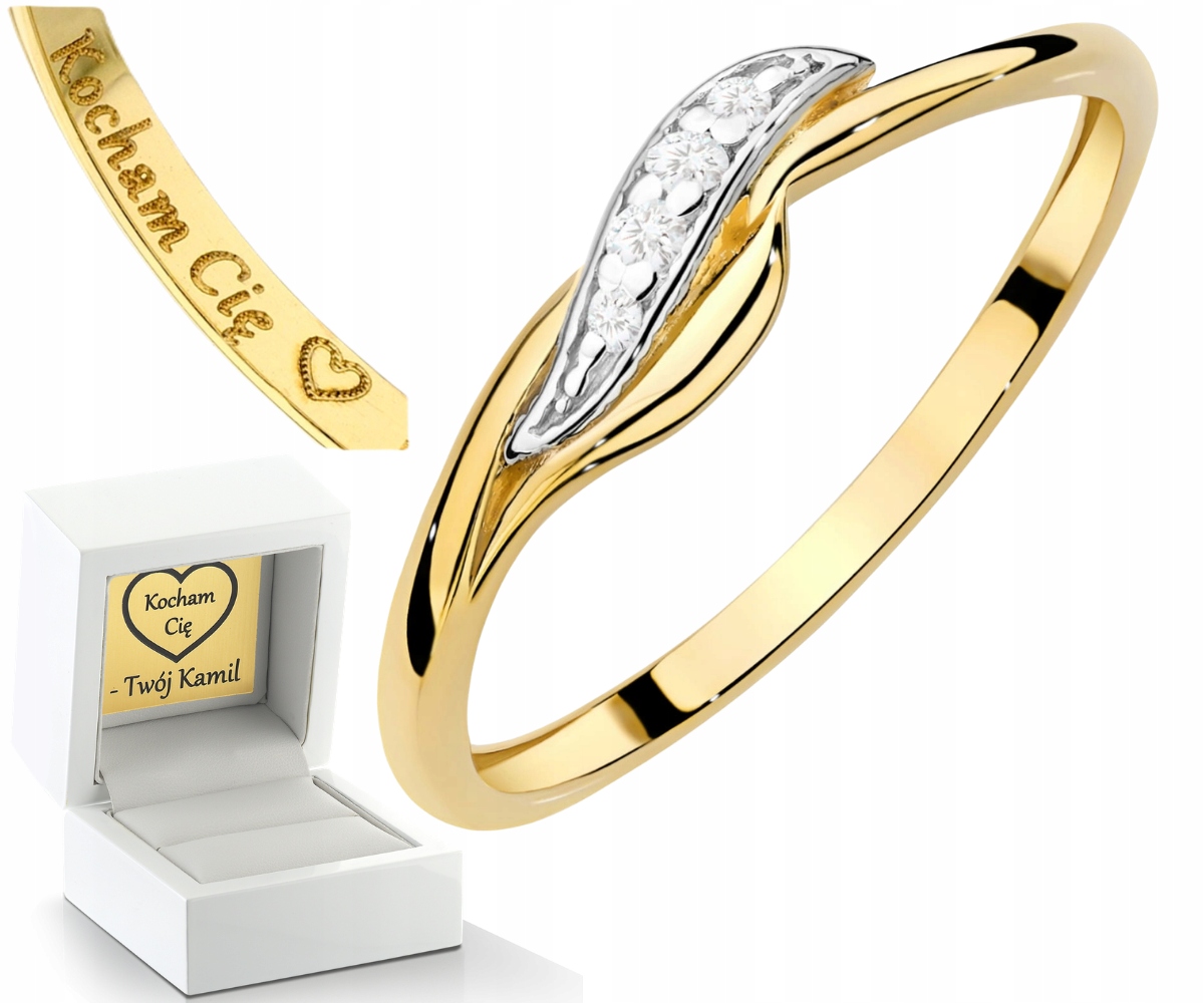 Zlatý Prstýnek S Brilianty Ploché Zlato 585 Dárek Gravírování