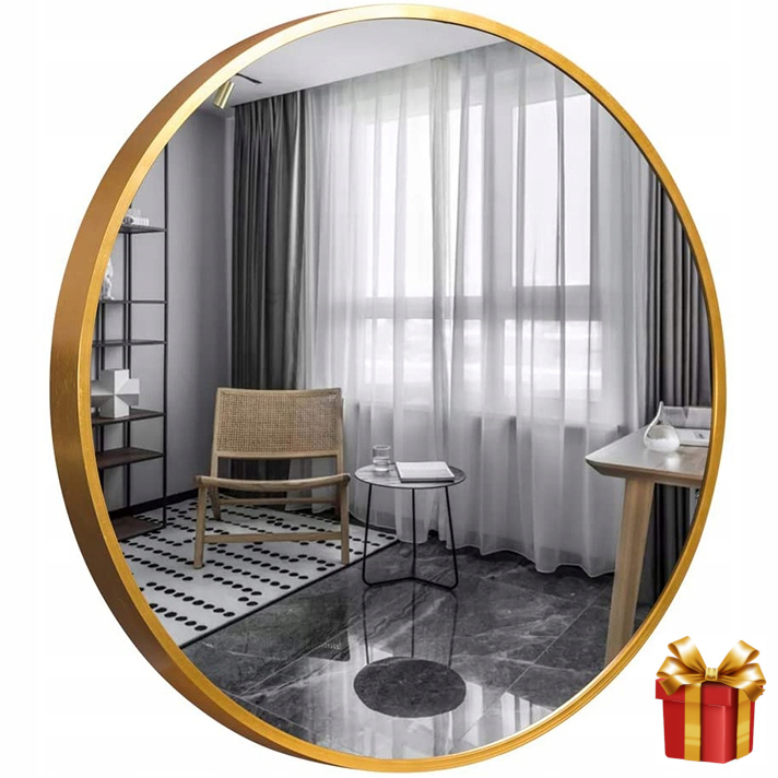 

Ścienne Modne Złote Okrągłe Lustro 70 Loft W Ramie