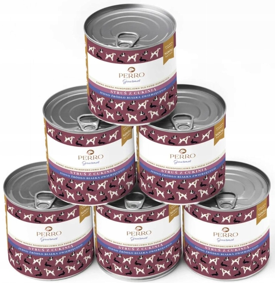 Perro mokra karma dla psa Struś Cukinia 6x800 g karma monobiałkowa