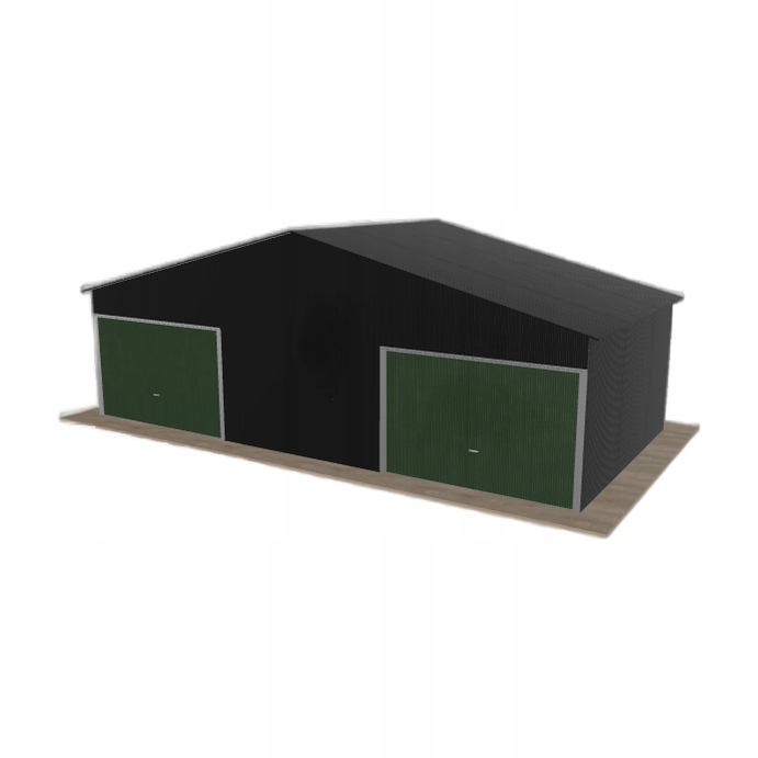 Plechová garáž 9x4.5 m dvoupolohová, dvoupolohová, černá