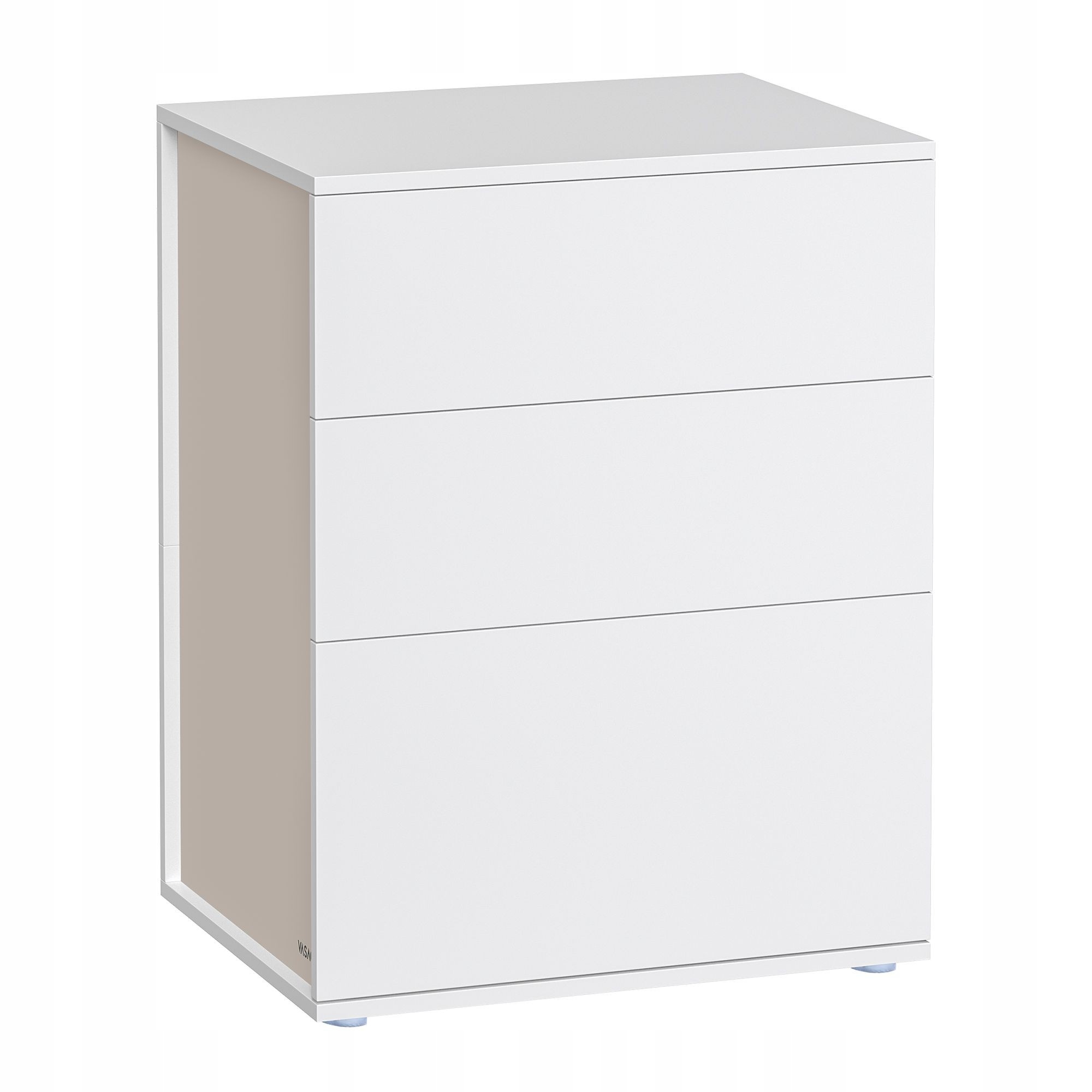 Funkčná nočná skrinka s 3 zásuvkami, pomocný nočný stolík bielo-béžový