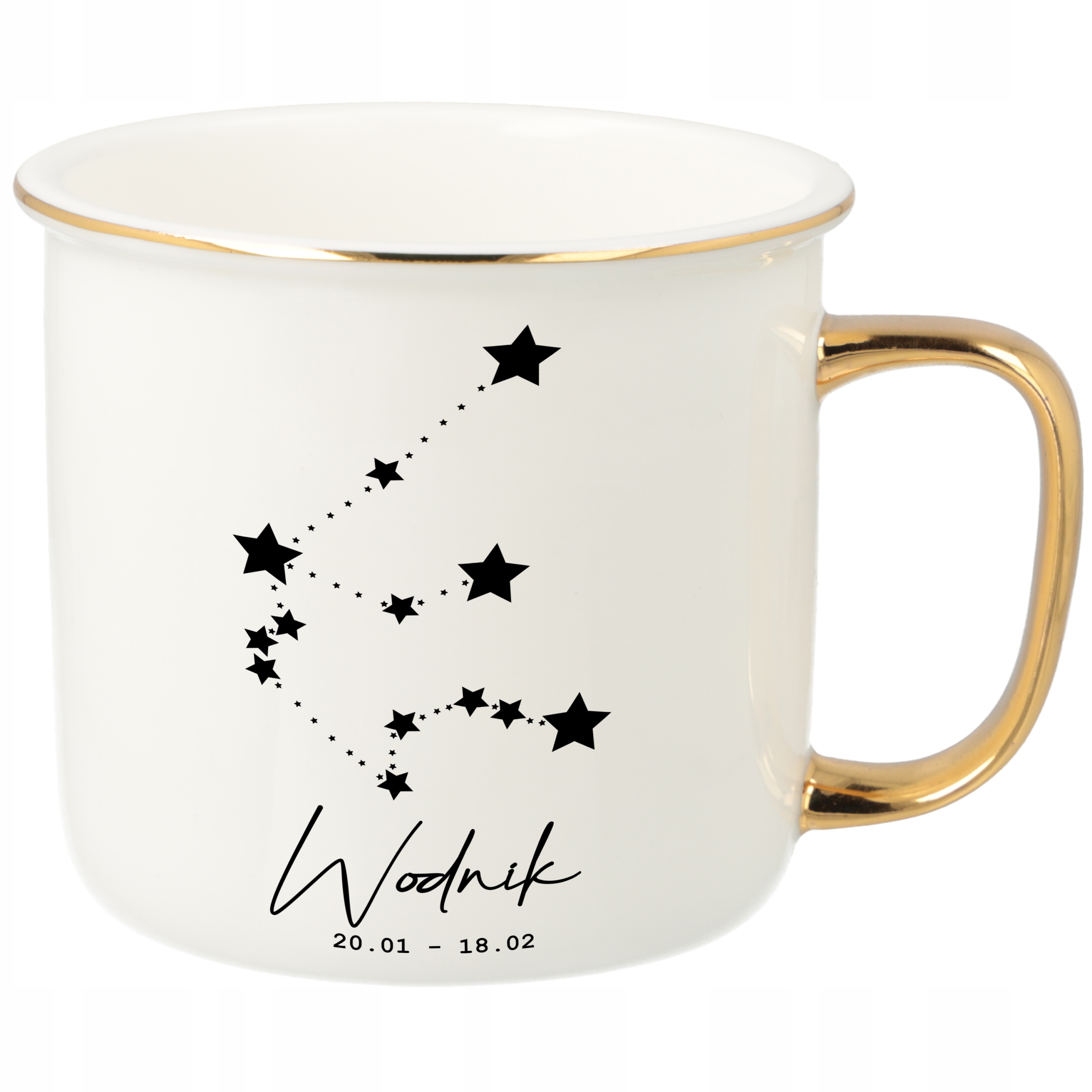 Hrnek Ucho Forma Zlatý Porcelánový Retro Dárek Pro Fanoušky Zodiaků Kozoroh Vz