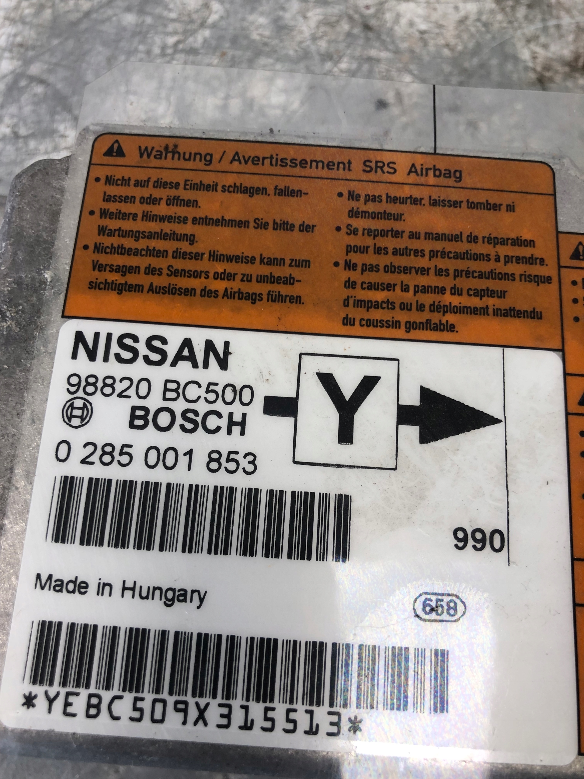 modulo SENSOR airbag NISSAN MICRA K12 LIFT 98820BC500