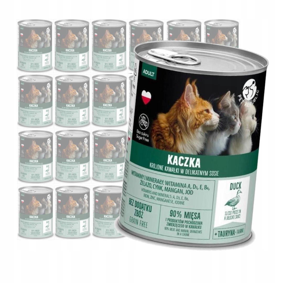 Levně PetRepublic Bezobilné Mokré Krmivo Pro Kočky 24 x 400 g Kousky v omáčce Kachna