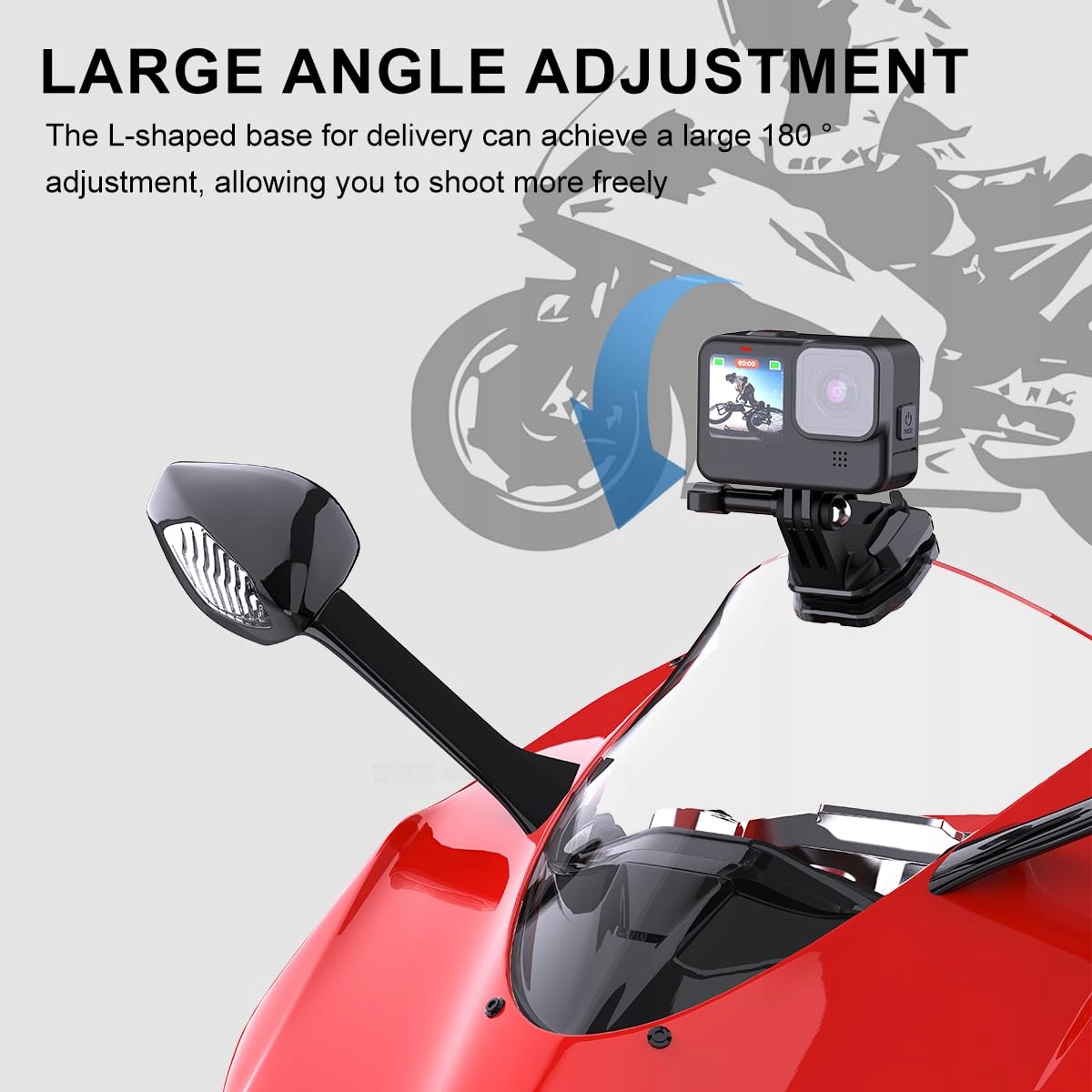 CERFFOOL Uchwyt Motocyklowy Do Kamer GoPro Insta360 DJI SJ Cam Aluminium — miniatura 4