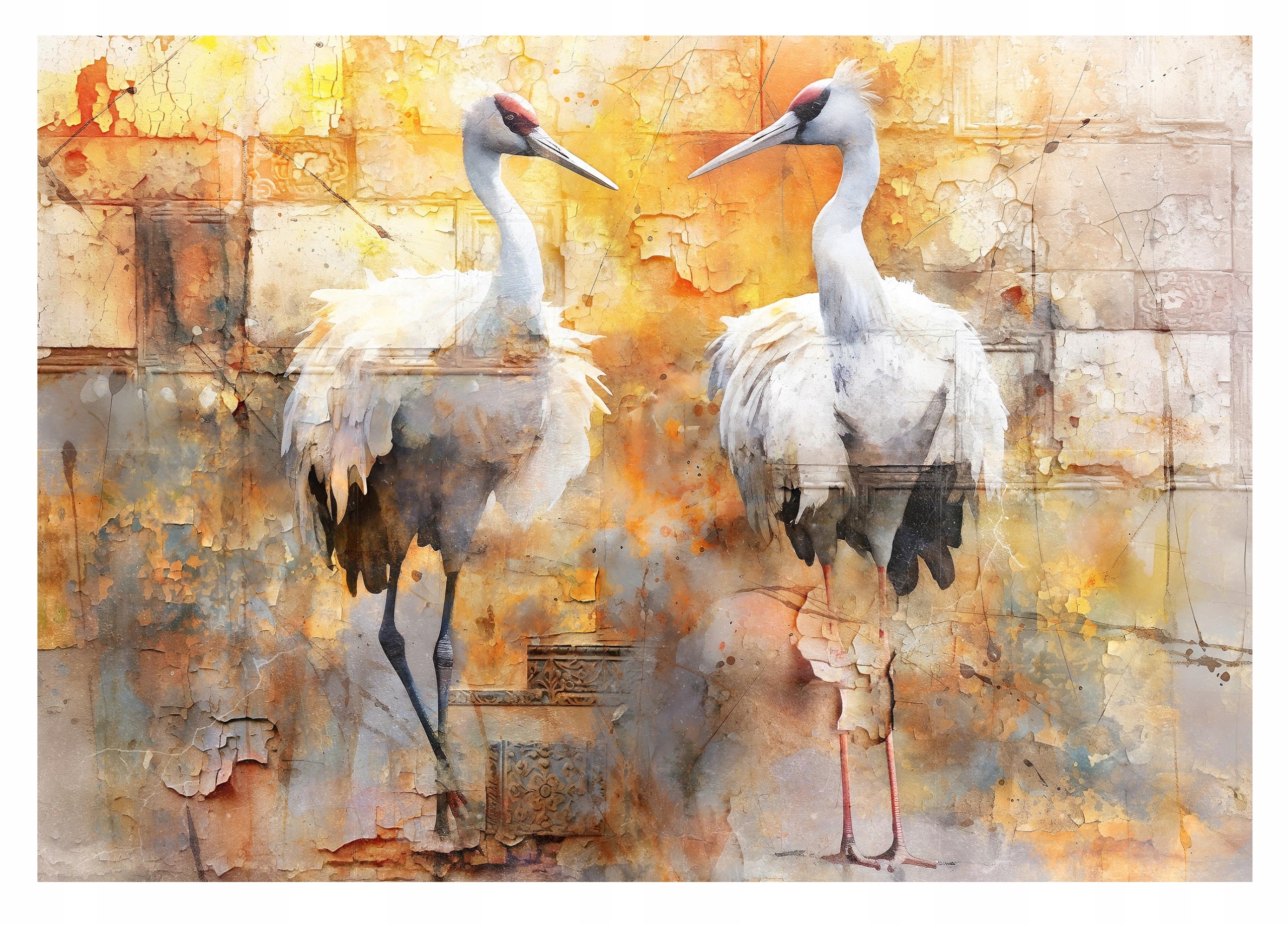 Fototapeta Ptáci Jeřábi Stará zeď Zeď 312x219