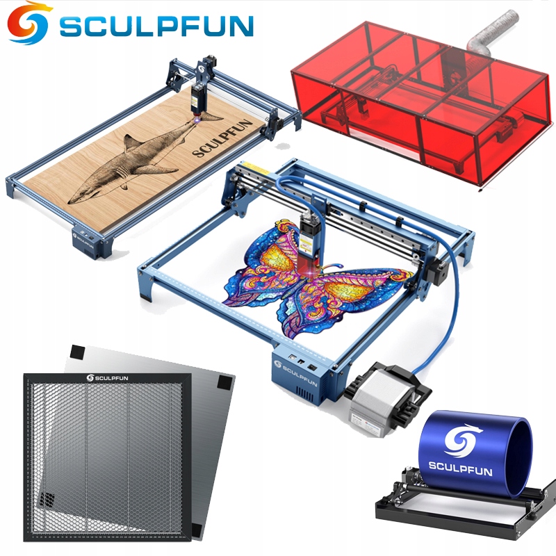 Official SCULPFUN Laser Engraver Dust-Proof Enclosure Smoke Exhaust Box