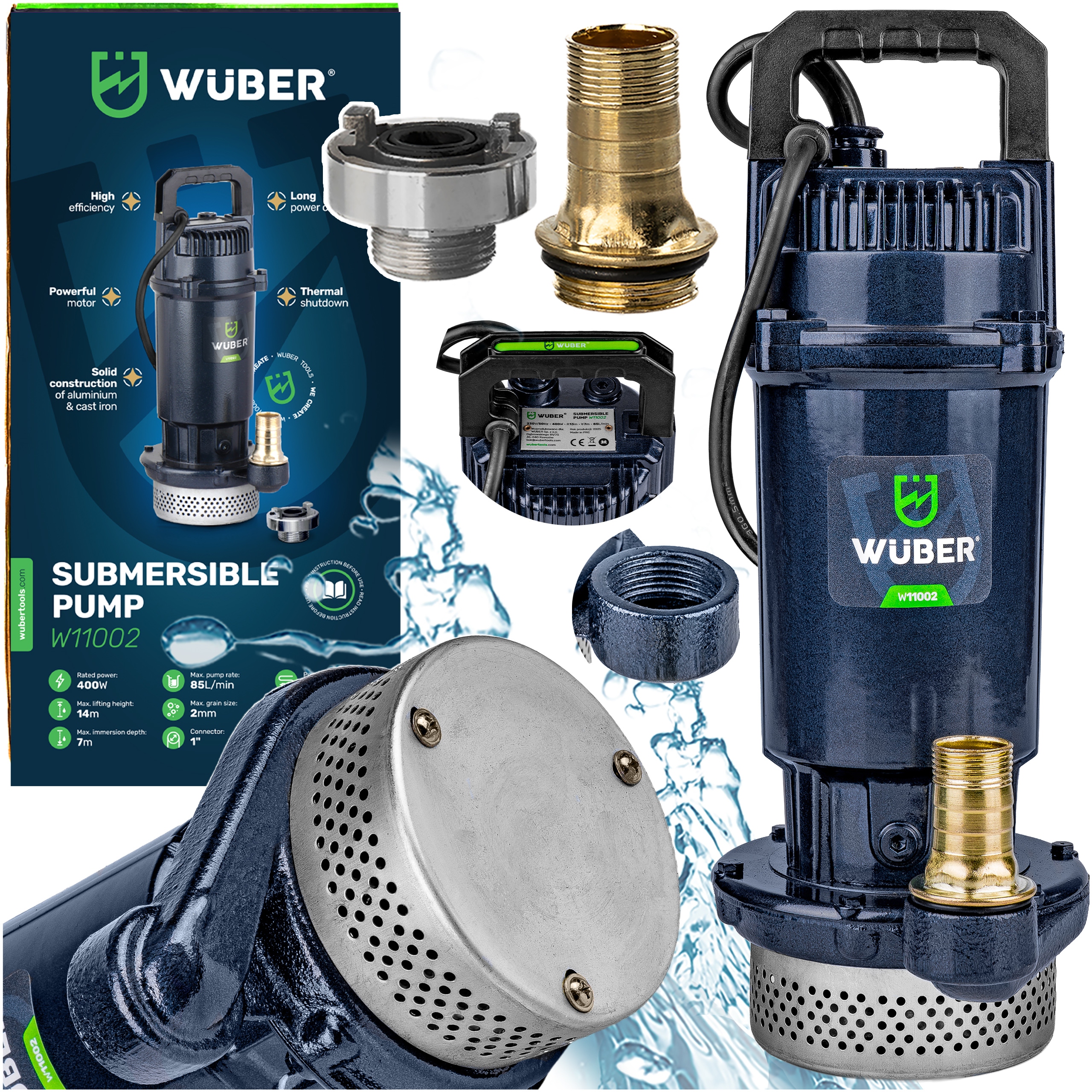 Pompa Do Wody Brudnej Czystej Zanurzeniowa Sitko Sito Szamba 1" Wuber