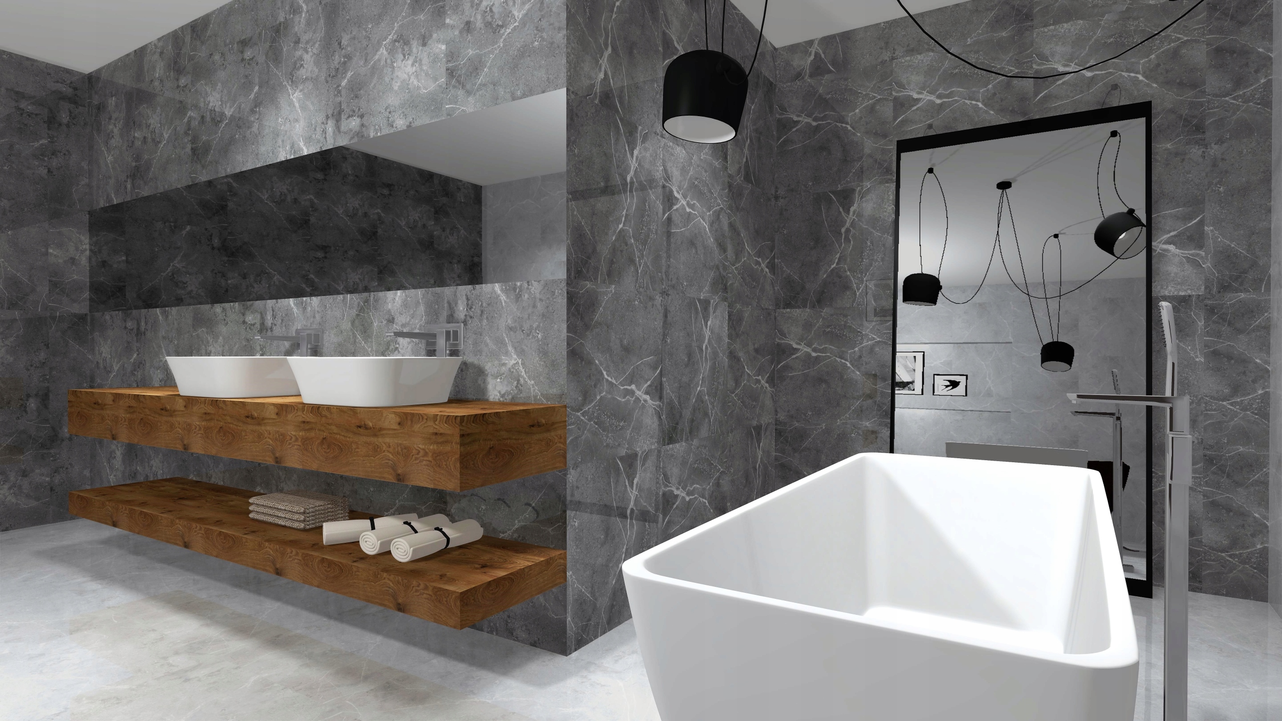 PŁYTKI ŁAZIENKOWE PODŁOGOWE GRES NA ŚCIANĘ MARMUR HAMBURG GREY 60x60 POŁYSK Liczba m² w opakowaniu 0.36