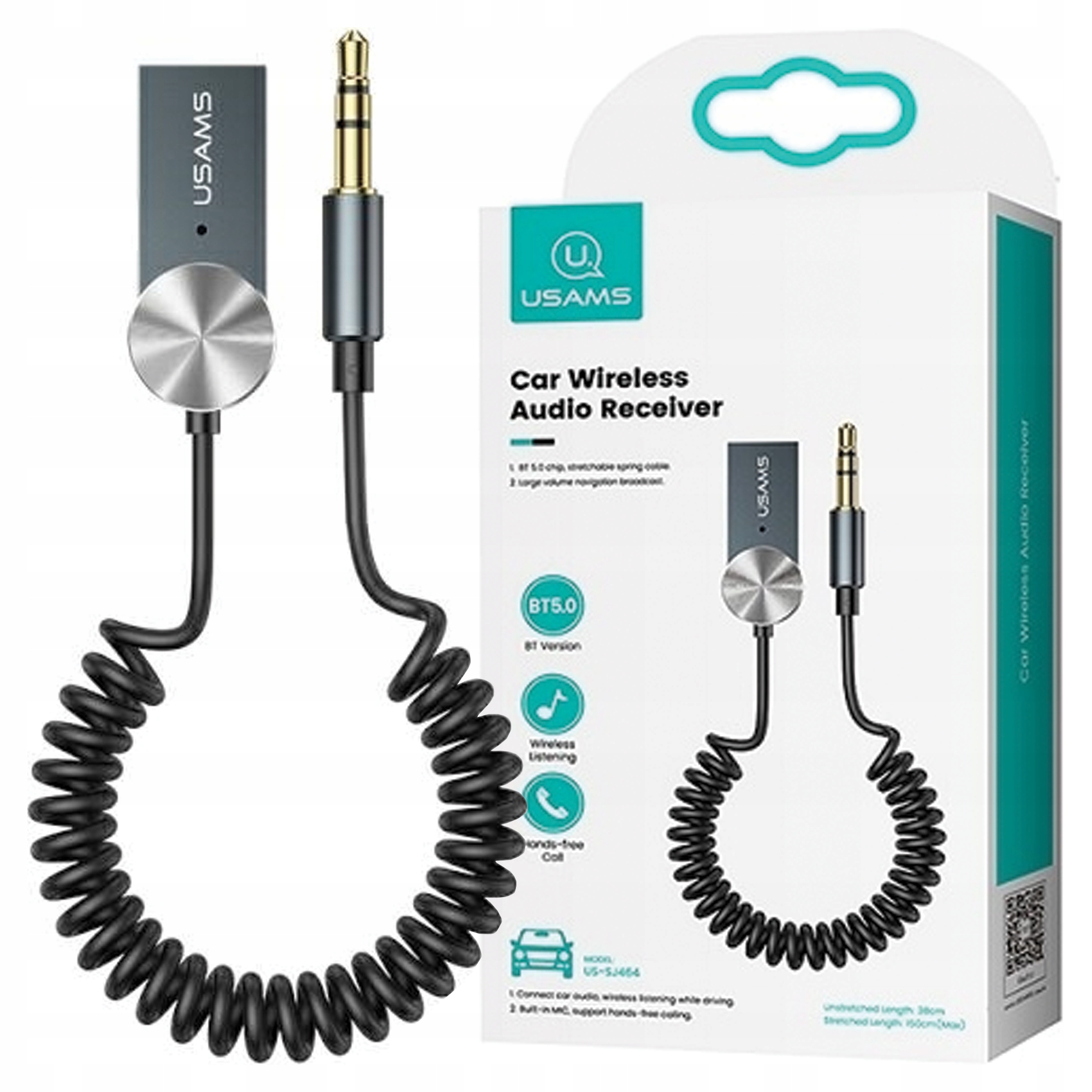 Usams Adapter Audio Bluetooth 5.0 Do Usb Aux Do Głośników Bezprzewodowych