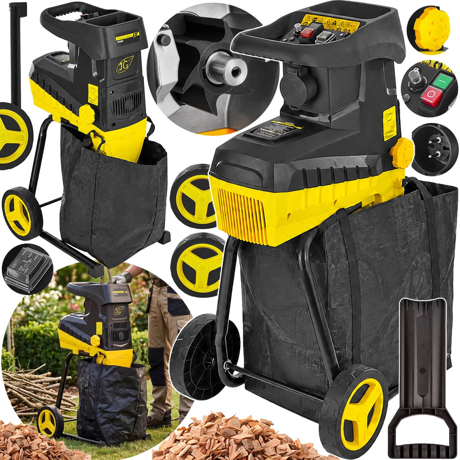 Drtič Elektrický Zahradní Samosávec Větví Frézovací 2800W Bag