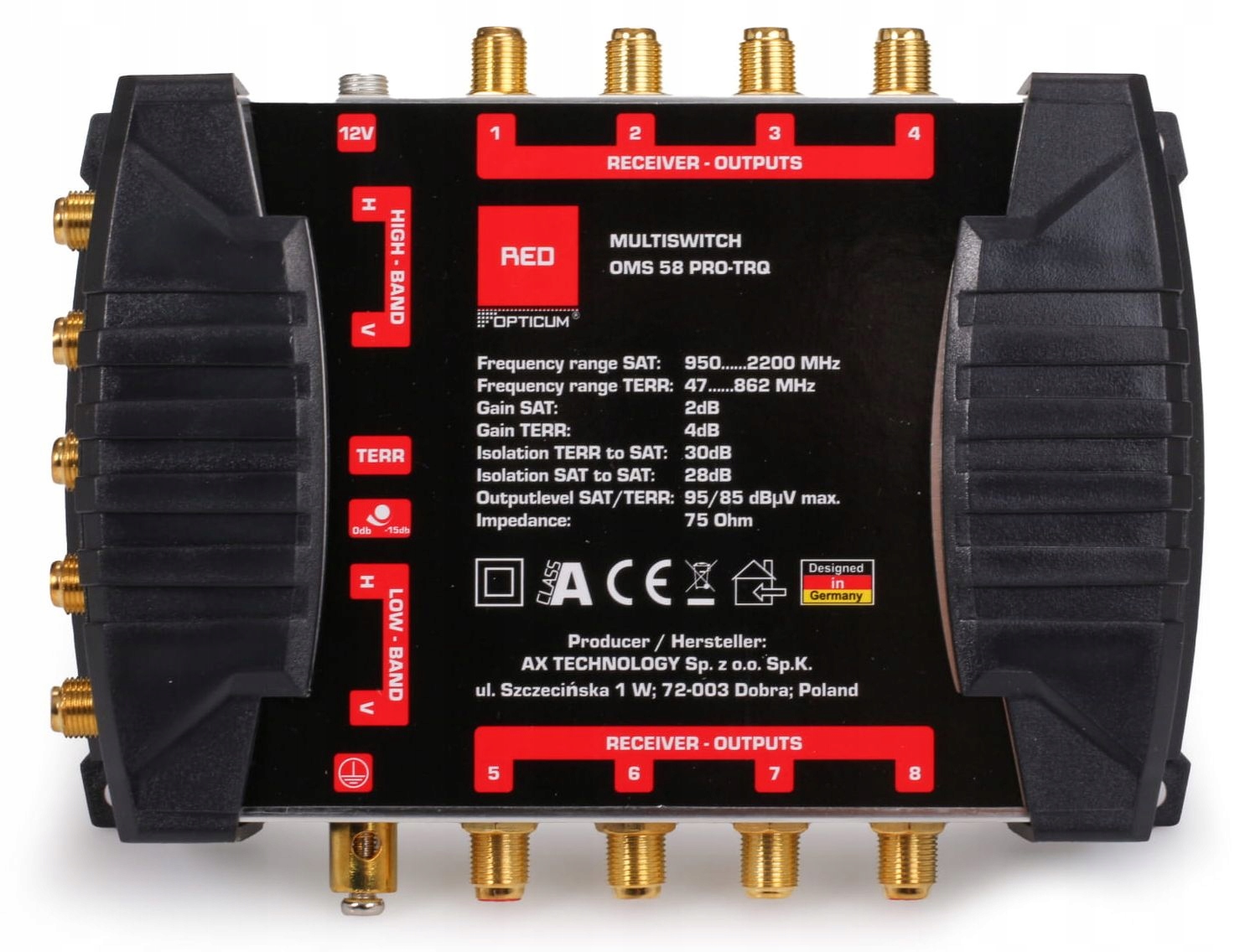 

MultiSwitch 5/8 Opticum DVB-S2 Dvb-t Hd 8 wyjść Tv