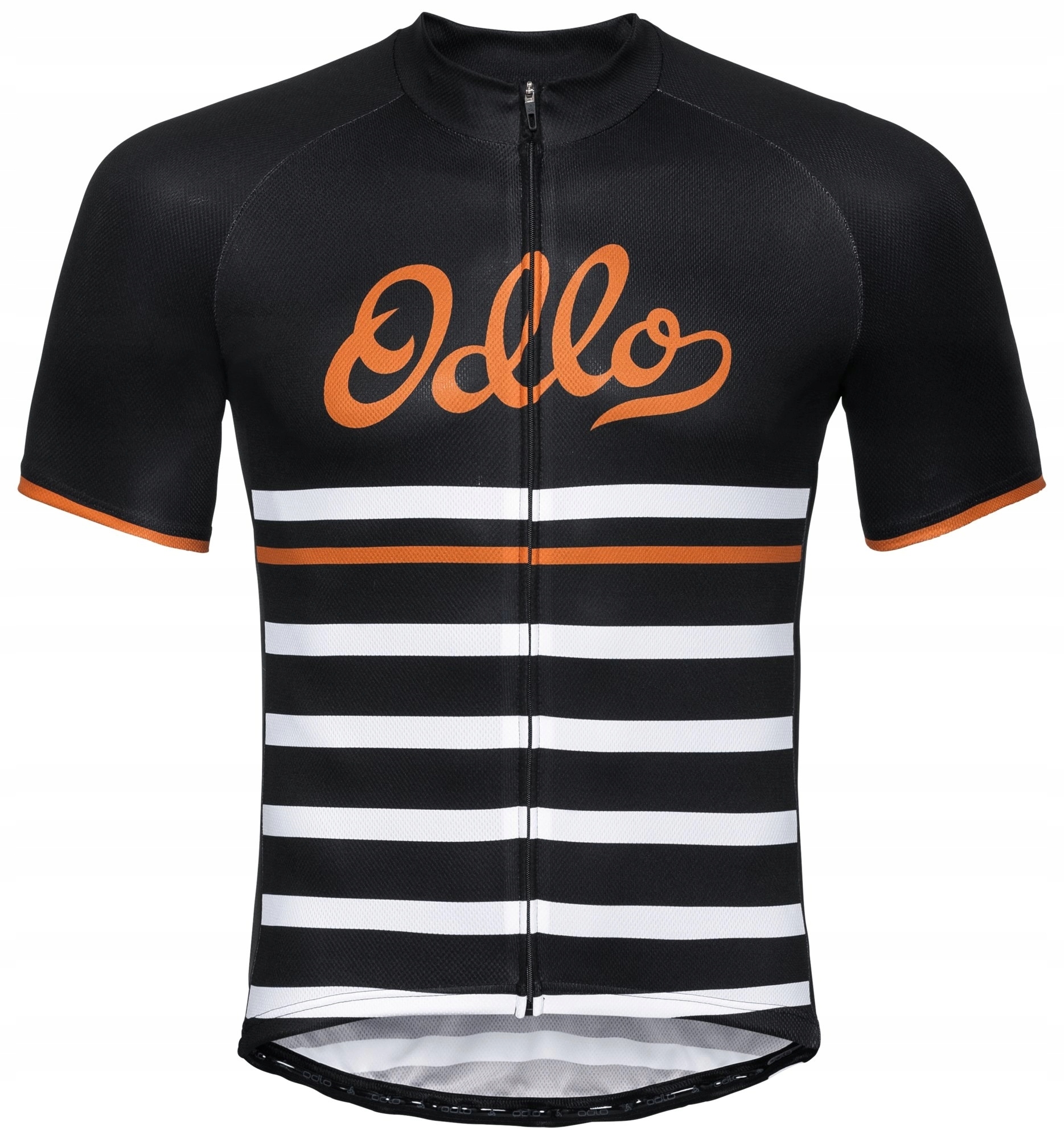 Cyklistický dres Odlo Collar S/s Full Zip Black White Retro vel. L