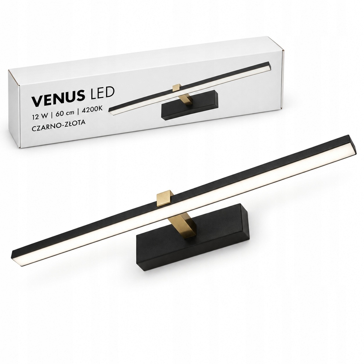 Venus černo-zlaté Led nástěnné svítidlo 12W 60 cm nad zrcadlo 840 lm IP44