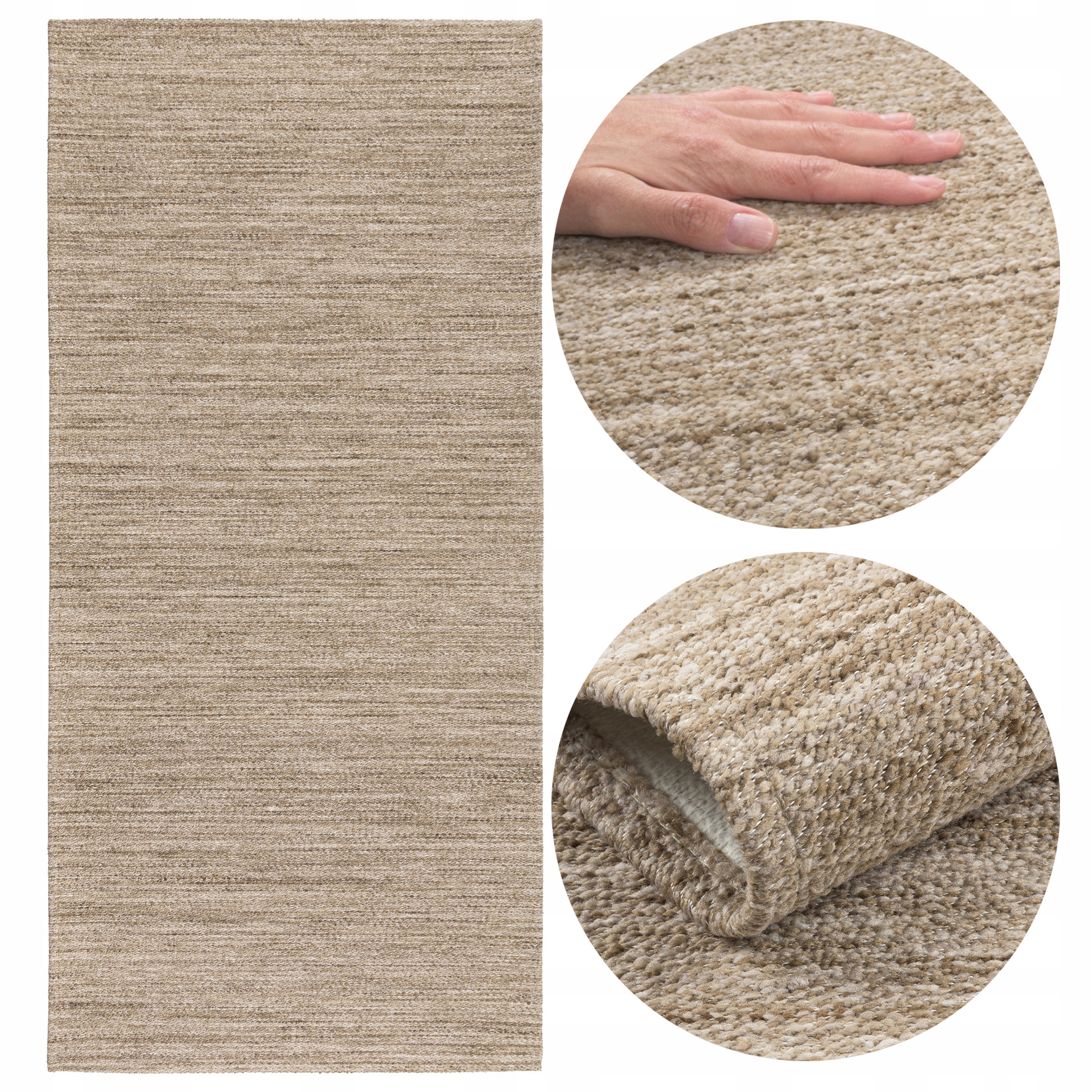 Koberec Běhoun do předsíně protiskluzový 75 x 160 cm, lze prát plochý, tkaný, hnědý