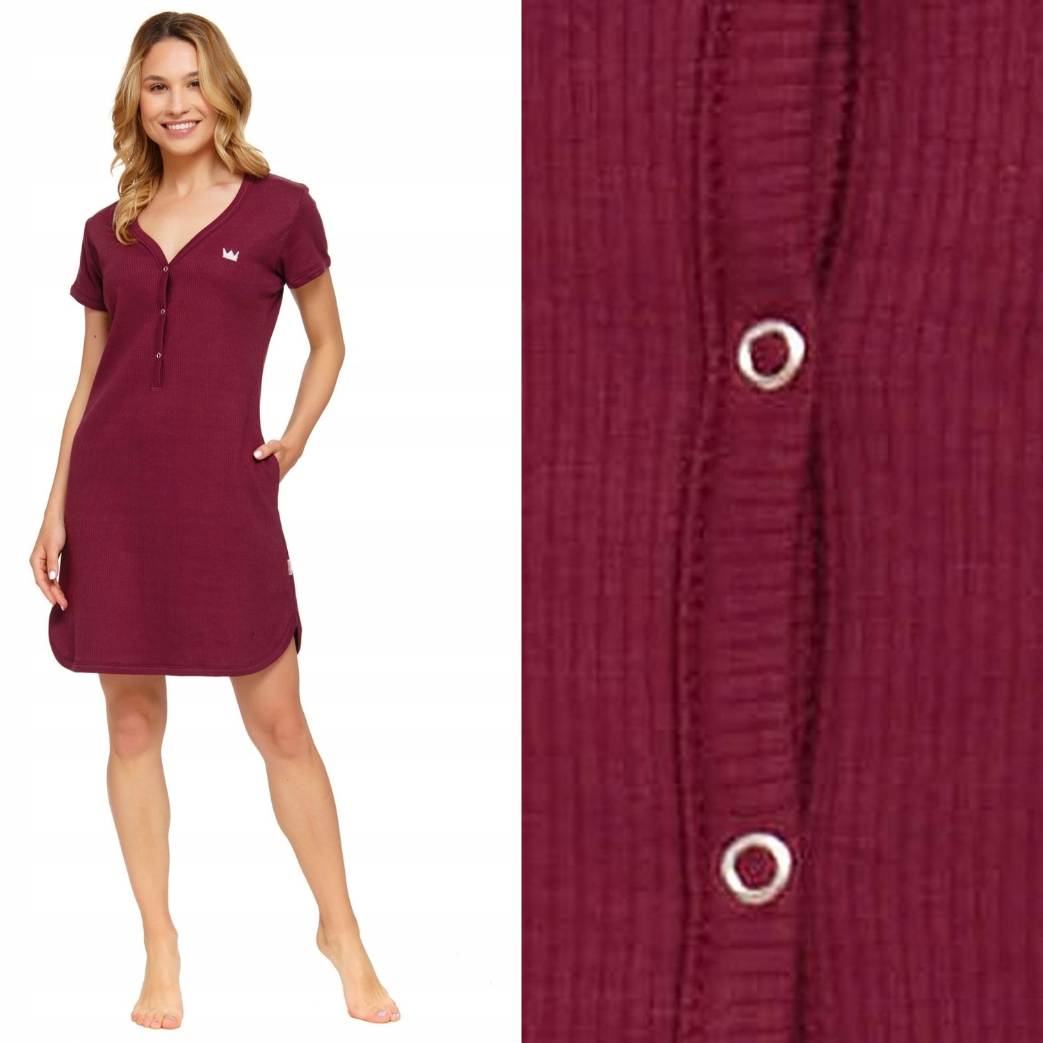 noční Doctornap Tcb 4115 sangria bordó pruhovaná bavlněná 2XL