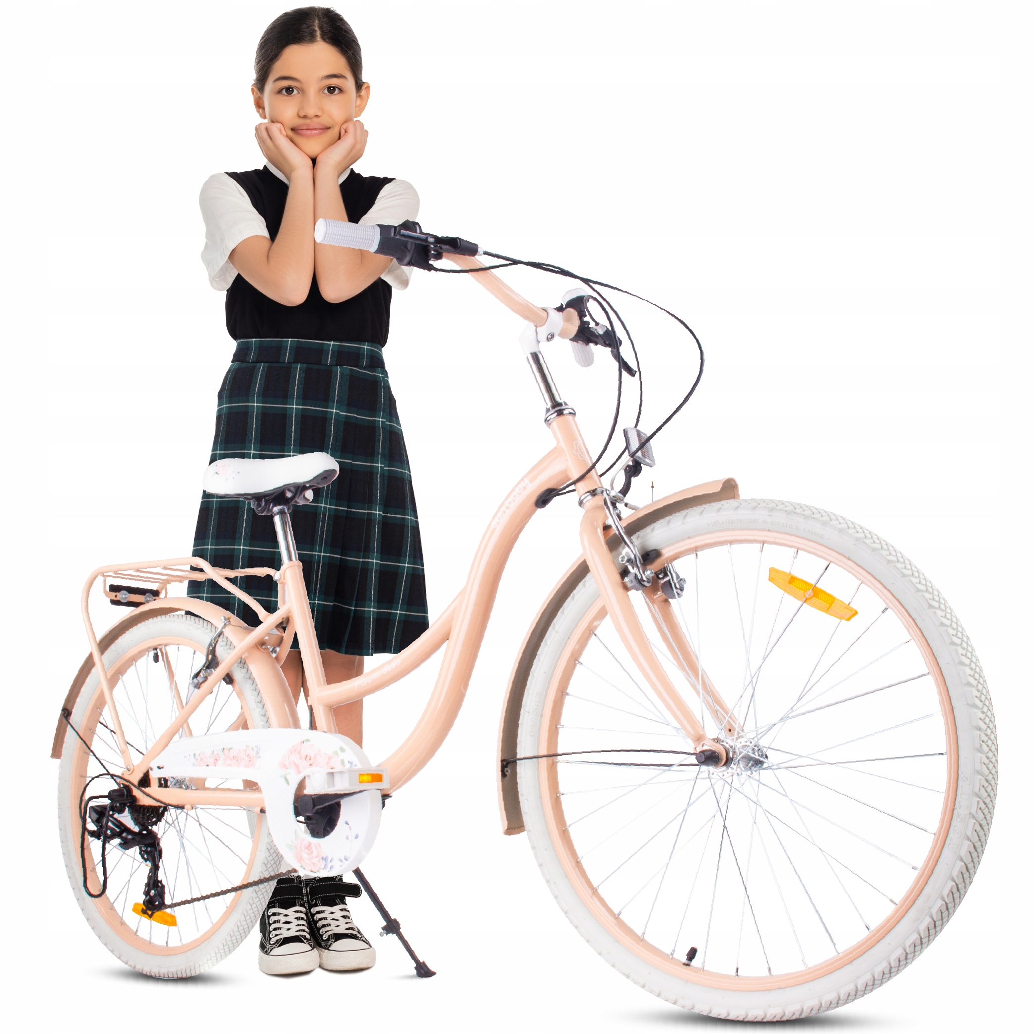 Rower 24 cale dla dziewczynki miejski na komunię Shimano 7biegów FlowerBike