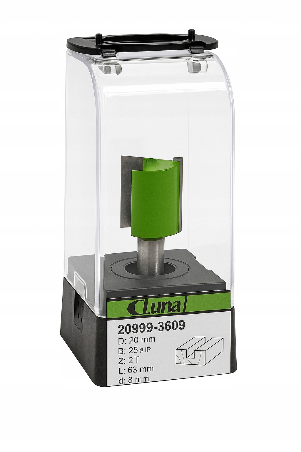 Fréza na drážky 22 mm H25 mm, délka 63 mm, stopka 8 mm Luna