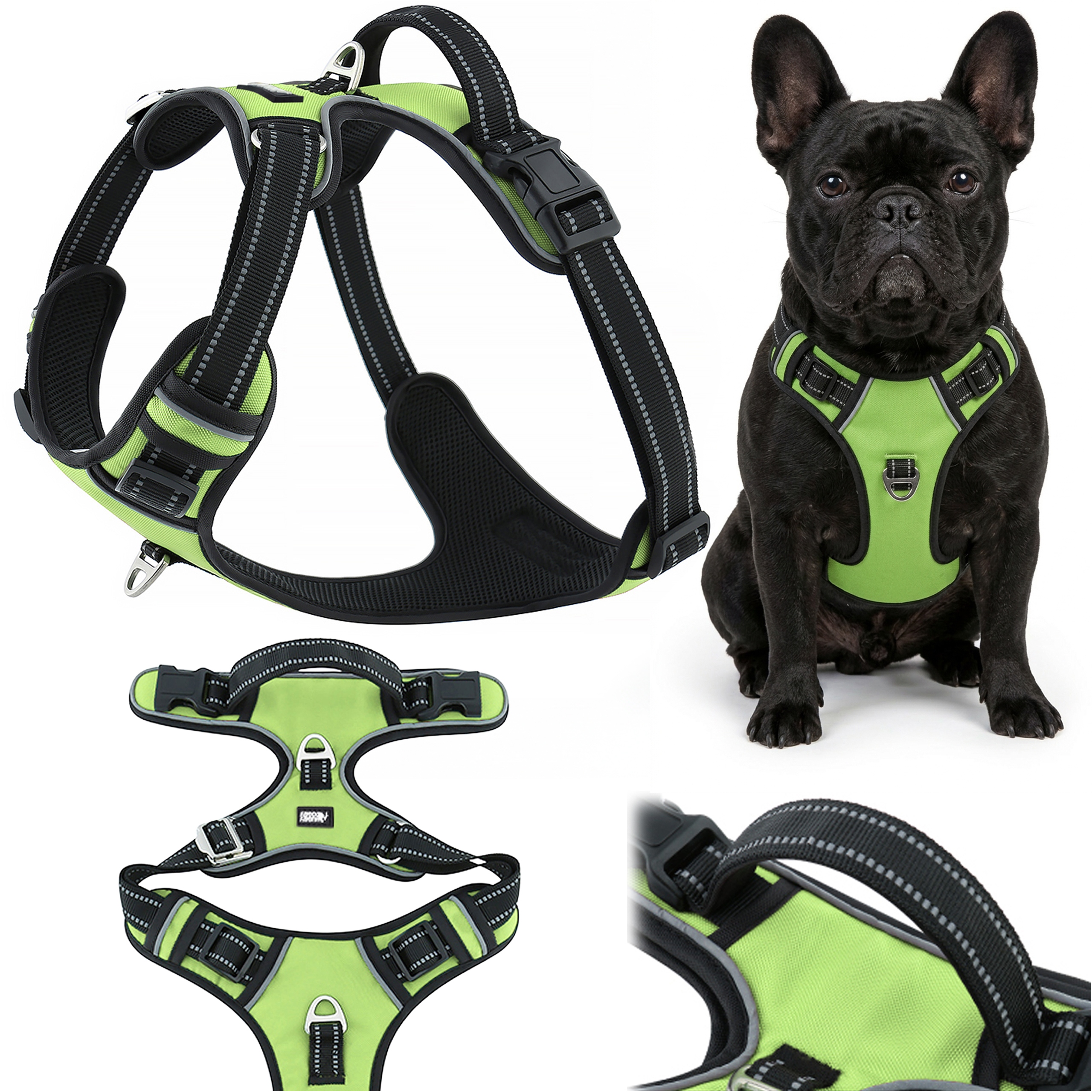 Szelki guard bezuciskowe dla psa regulowane mocne Huggy Doggy zielone M