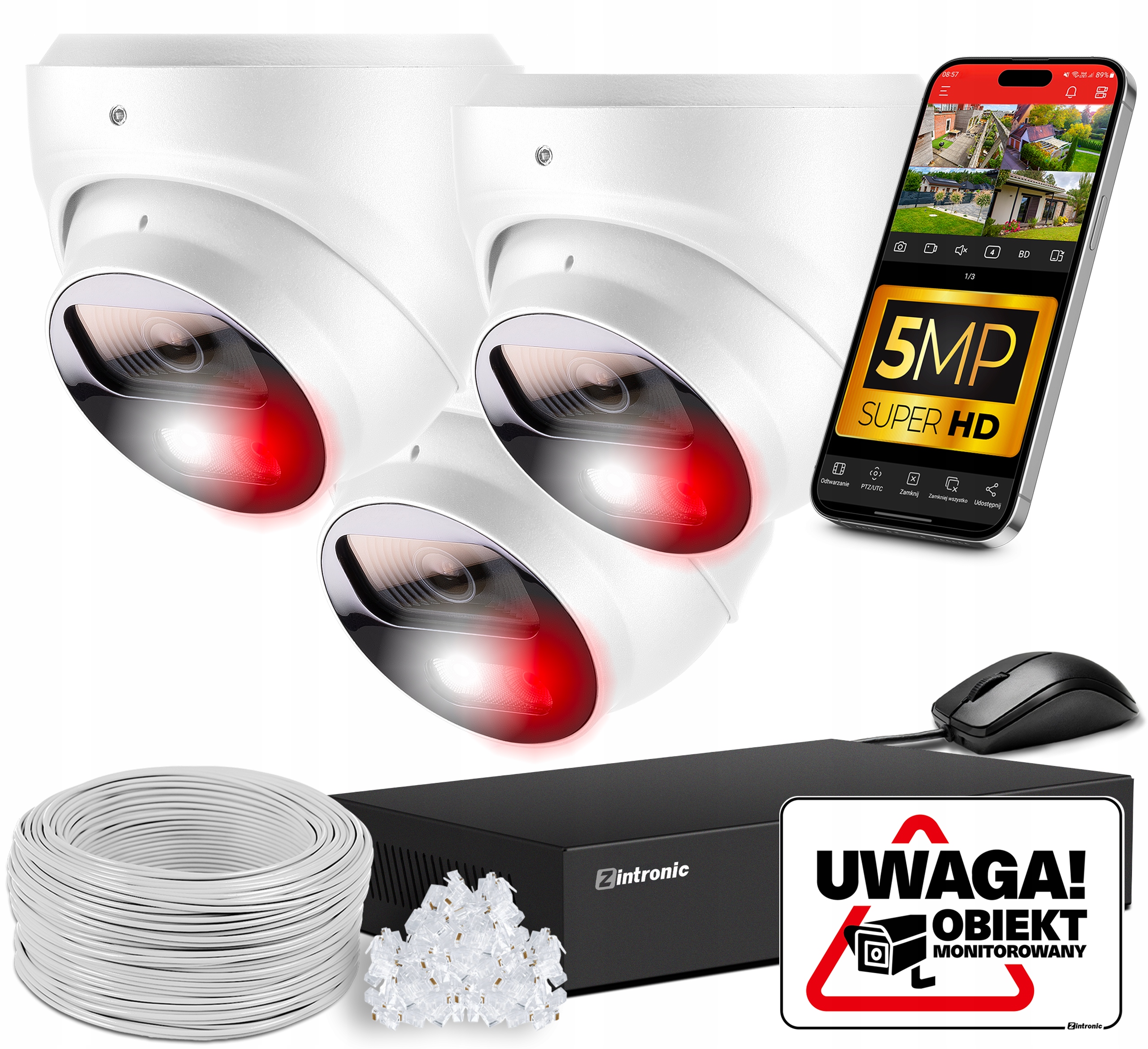 Sada 3 kamer pro monitorování kanceláře 5MPx Ip Poe Audio Detekce bez disku
