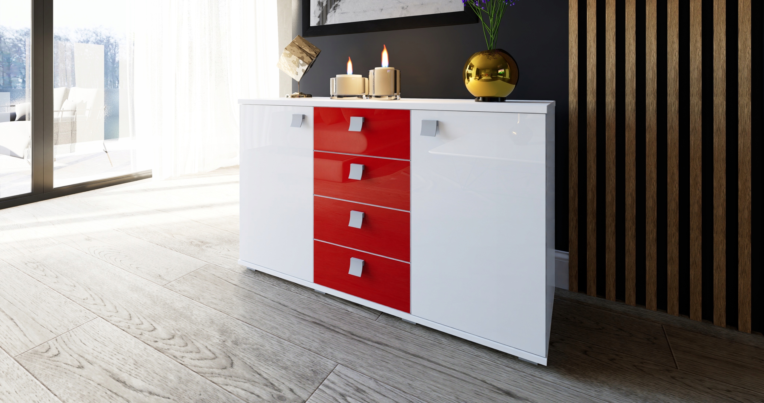 ELEGANCKA KOMODA CLASSIC II WYSOKI POŁYSK 120 CM Szerokość mebla 120 cm