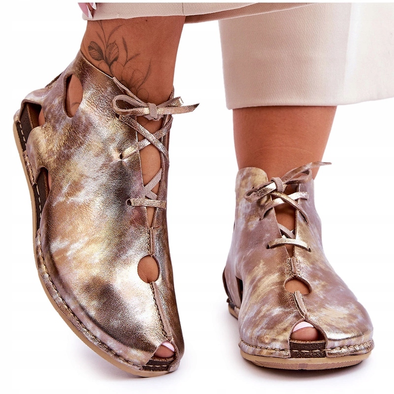 Kožené Kotníkové Boty Maciejka 03426-42 Zlaté 36