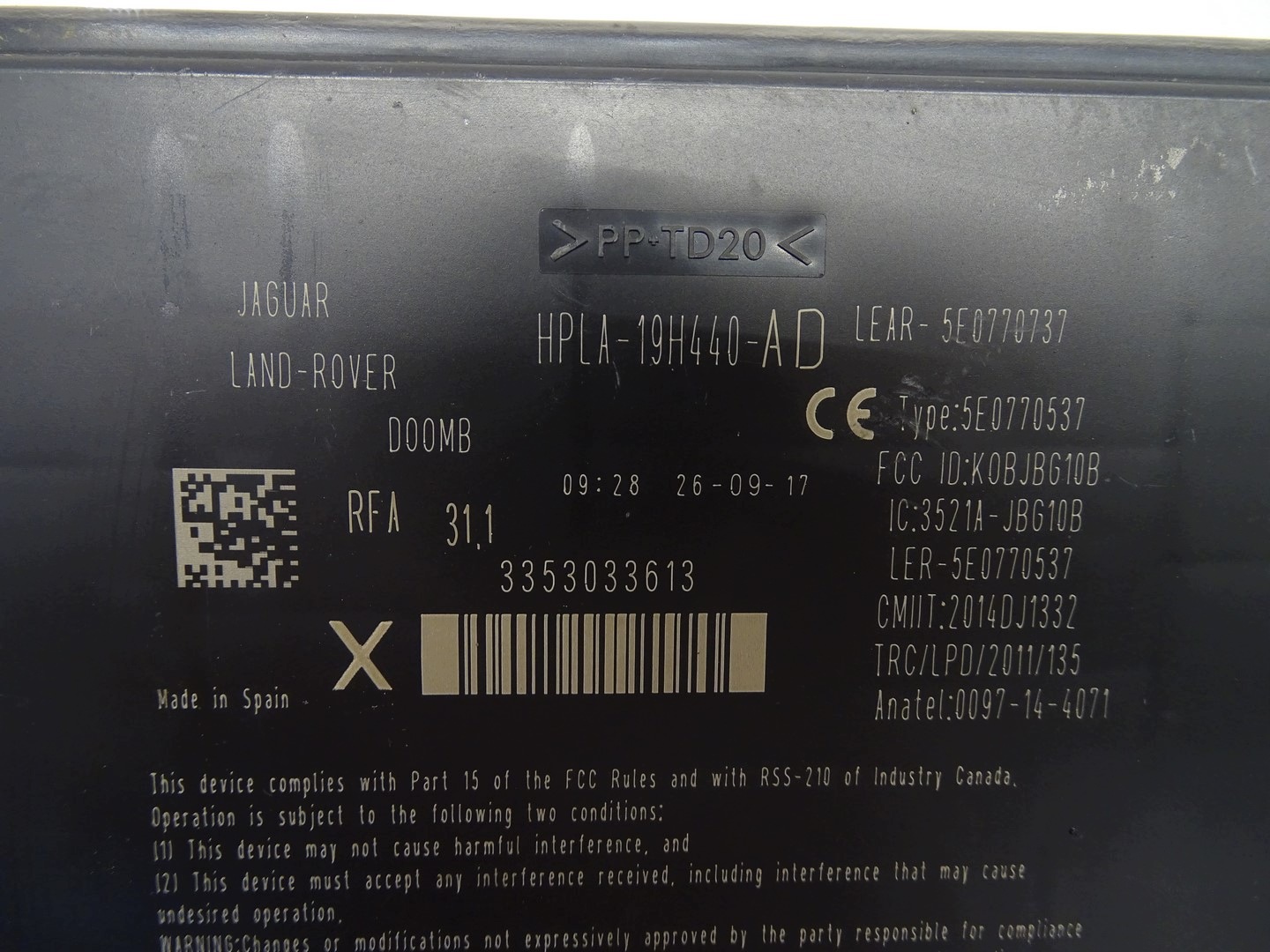 modul computer STEROWNK KASSY JAGUAR XE X760 HPLA-19H440-AD