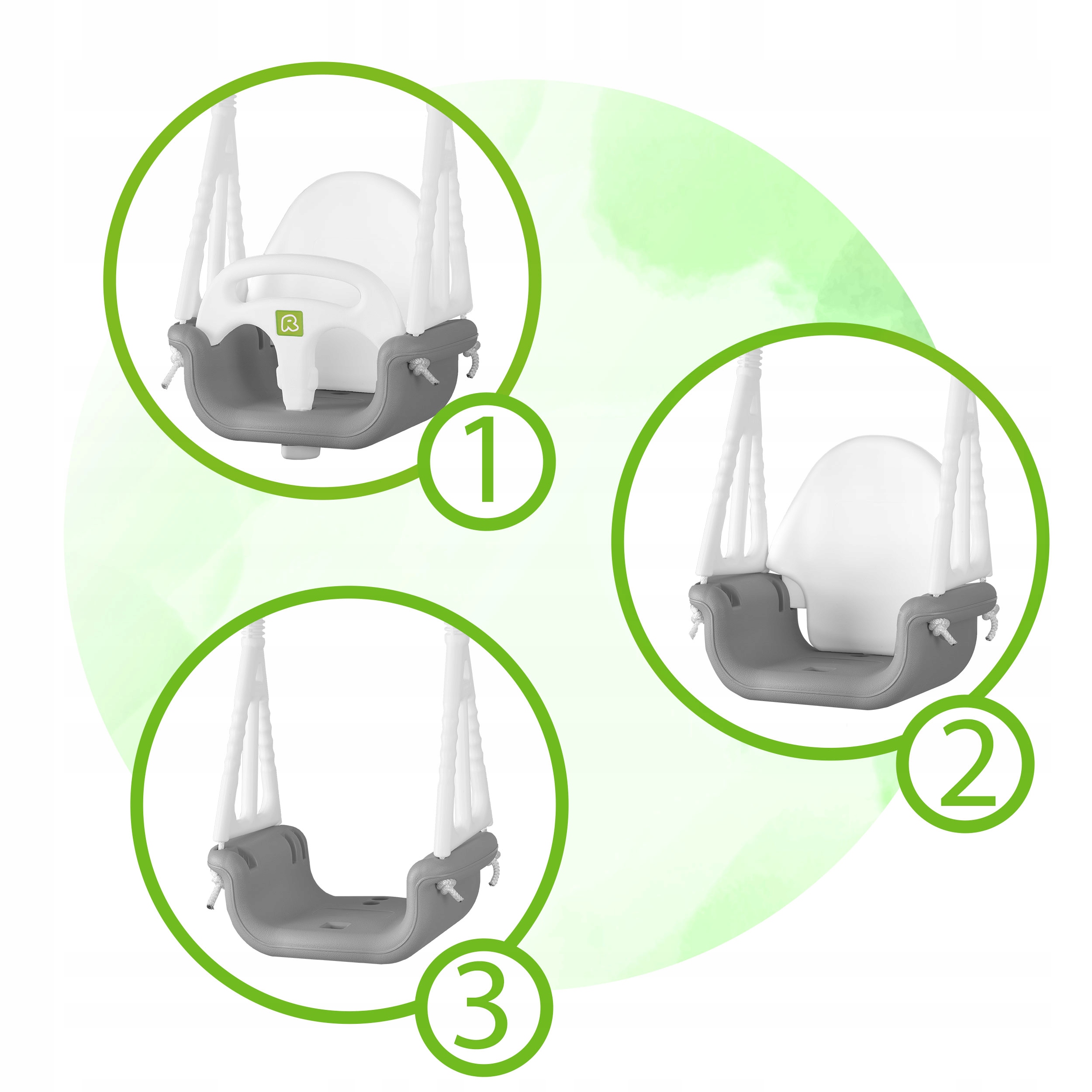 HUŚTAWKA DLA DZIECI OGRODOWA DOMOWA MODUŁOWA KUBEŁKOWA 3w1 BEZPIECZNA Marka RicoKids