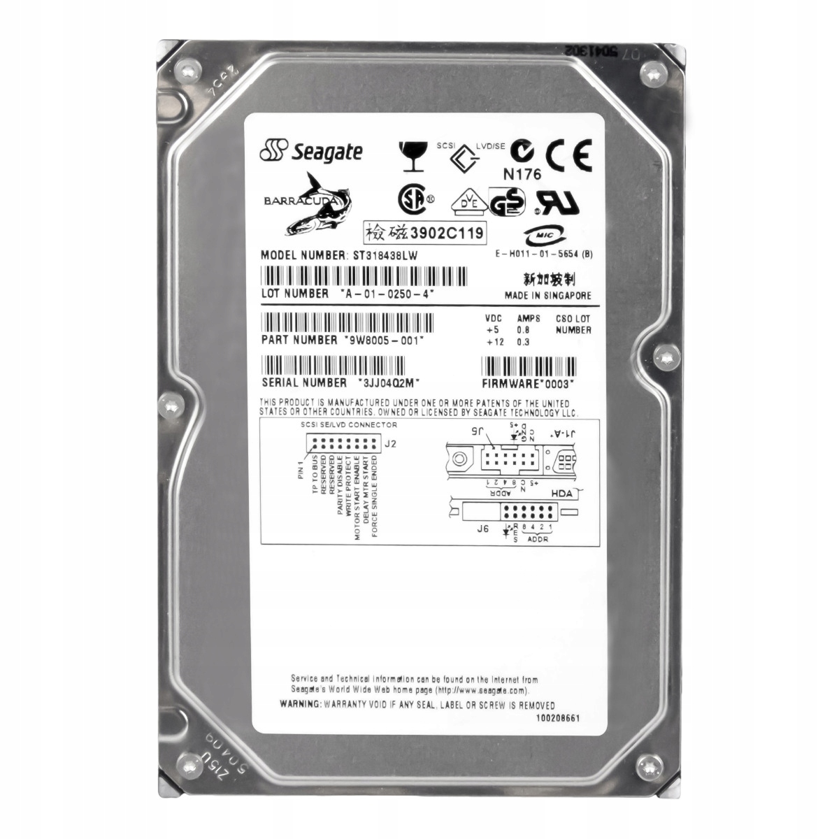 Seagate Barracuda 18GB 7.2K Scsi 3.5'' ST318438LW