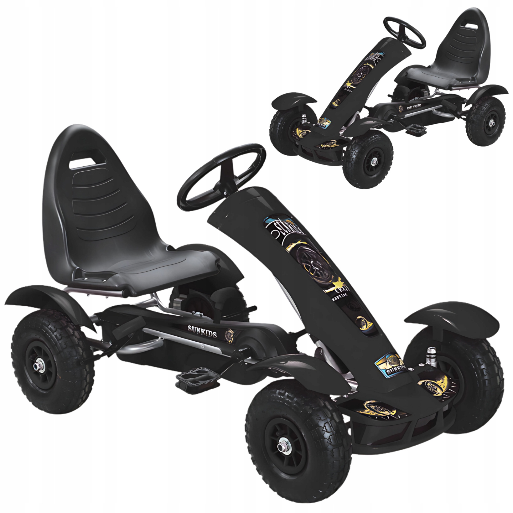 Gokart Na Pedały Dla Dzieci Od 3+ Pompowane Koła Czarny 618F