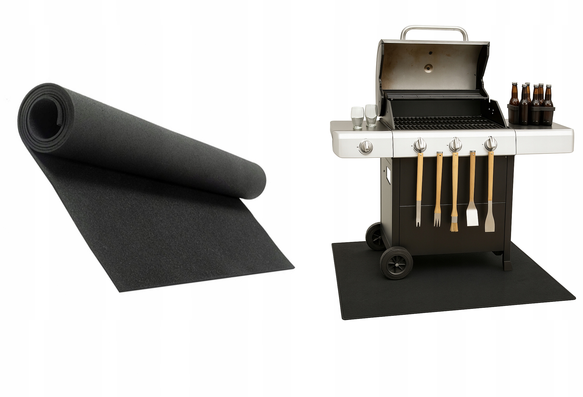 Mata Ochronna Pod Grill 80x160cm Bbq Duża Chroni Podłogę Podkładka Grilla