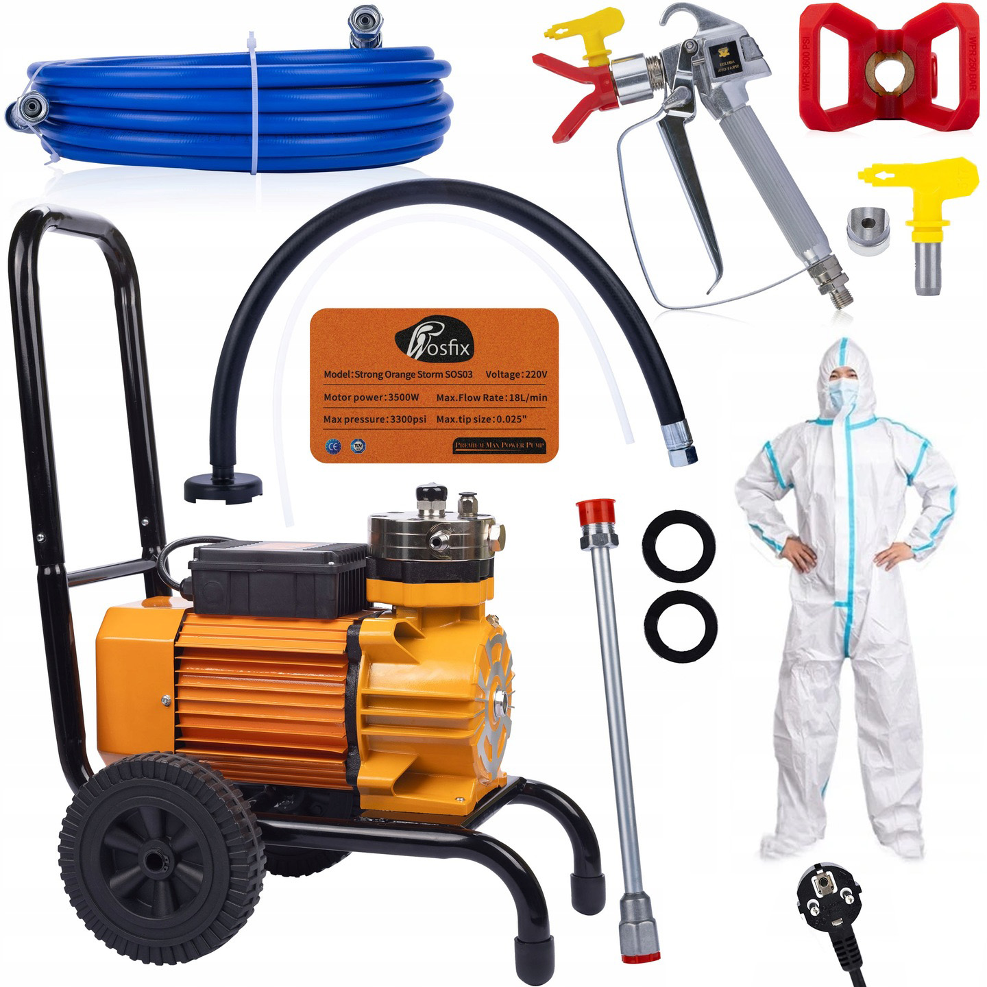 Malířský Agregát Rosfix Omáčka 03 3500W Příslušenství Kombinované Pistole Trysky