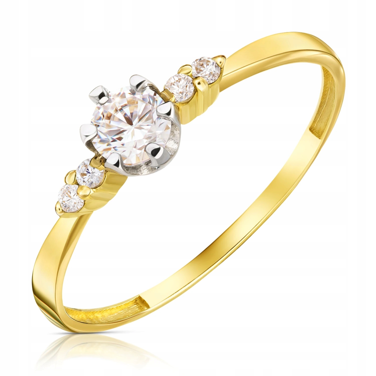 Zlatý Prstýnek 585 S Zirkony, Zdobený Klasickým Zásnubním Prstenem