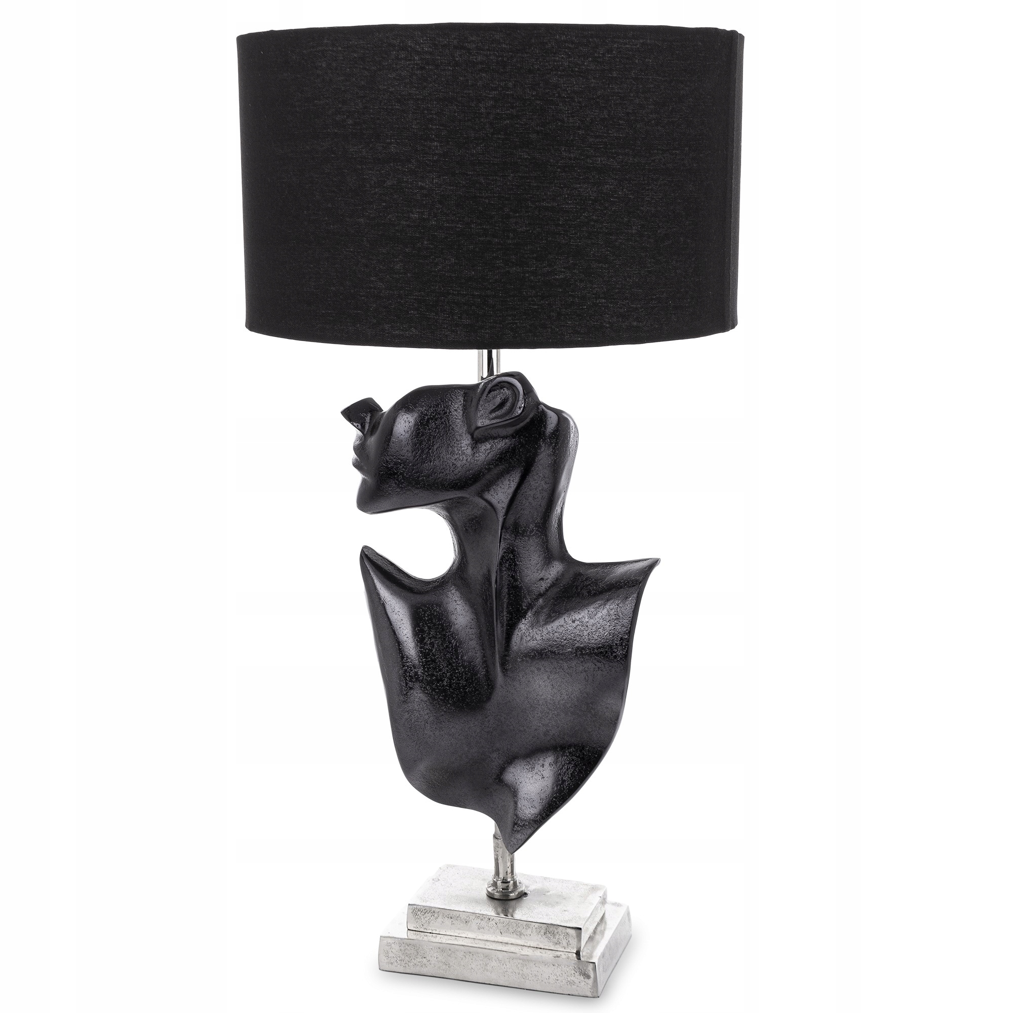 Twarz lampka nocna stołowa czarna srebrna duża