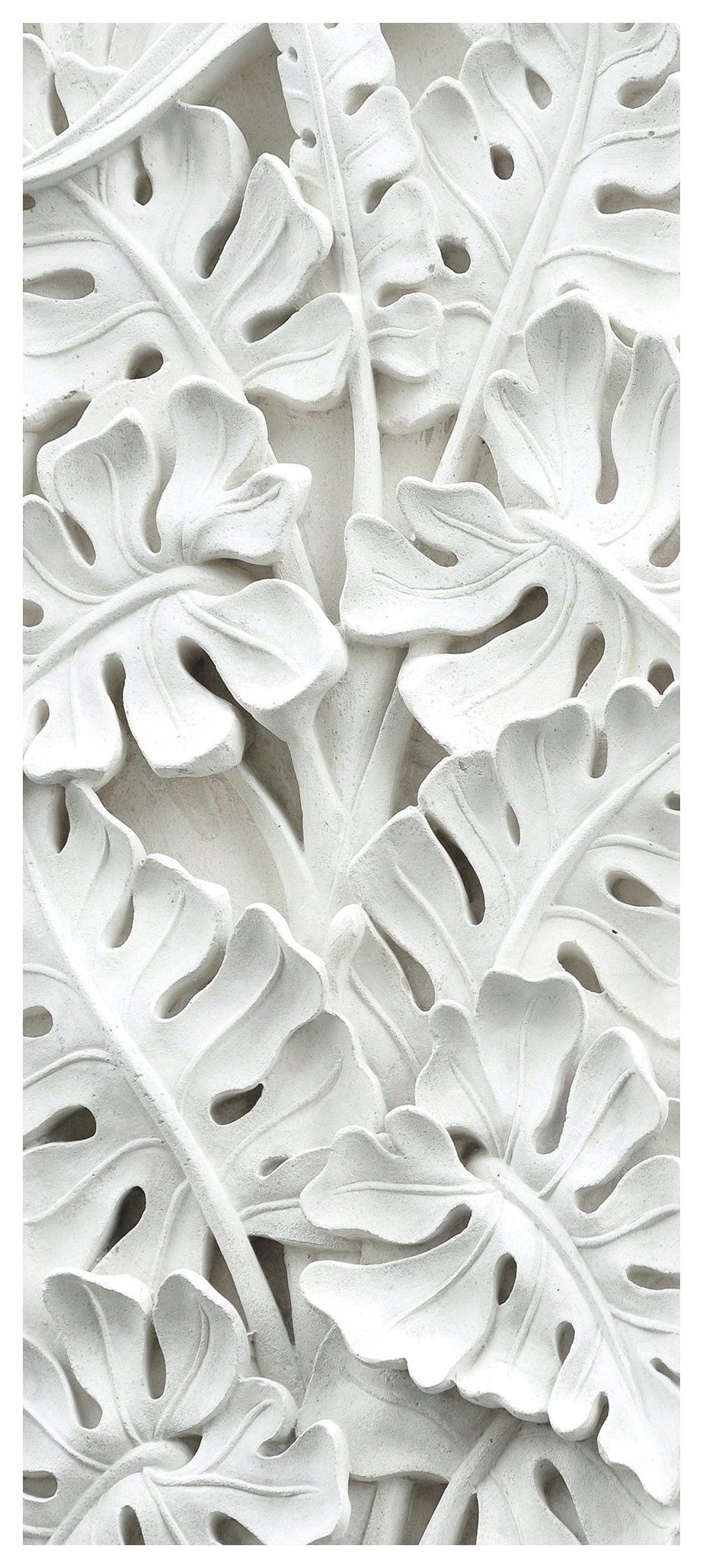 Samolepka Fototapeta Bílé Tropy Listy Květiny Zelený Reliéf 91x211