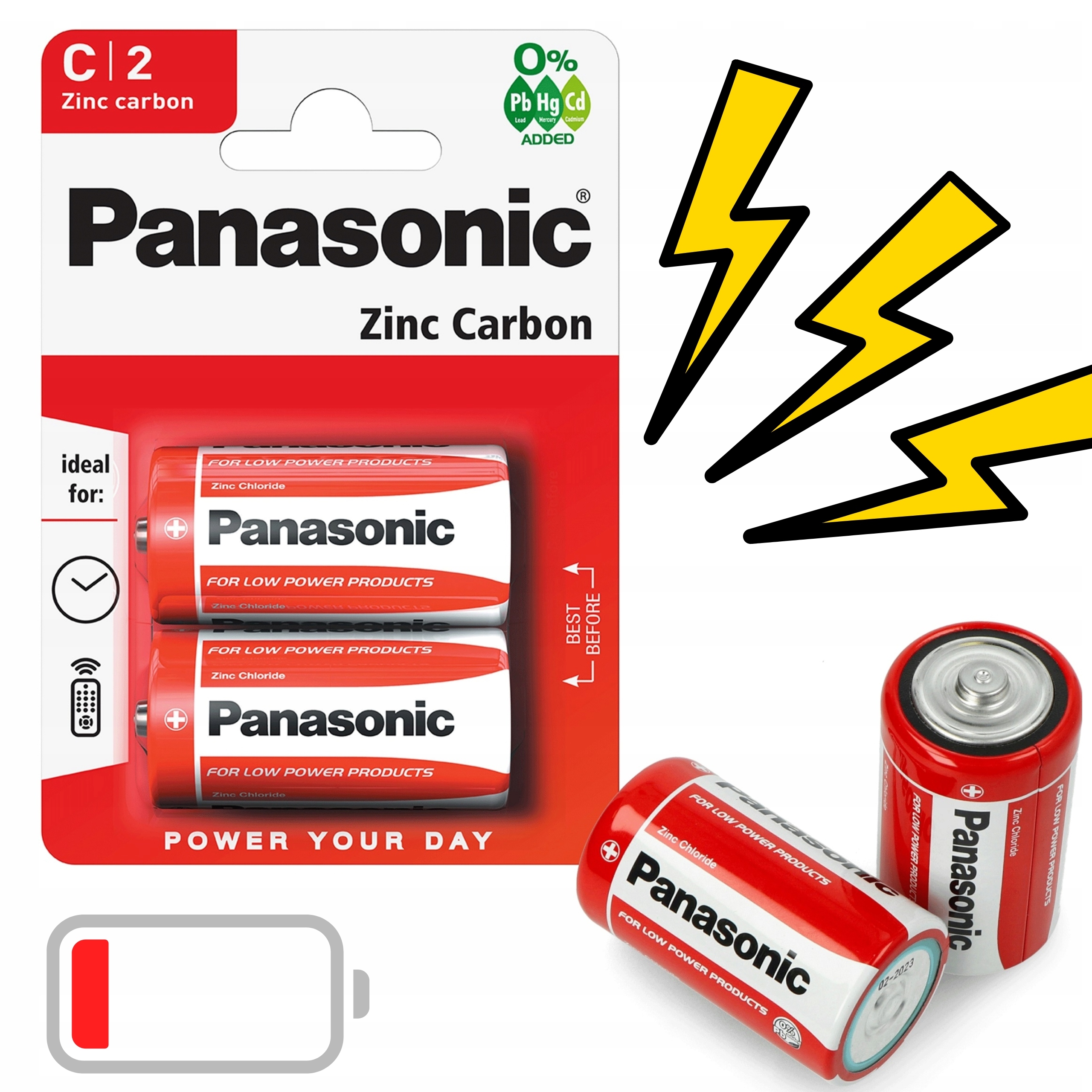 Baterie Cynkowo-węglowe C 2x Panasonic (R14)